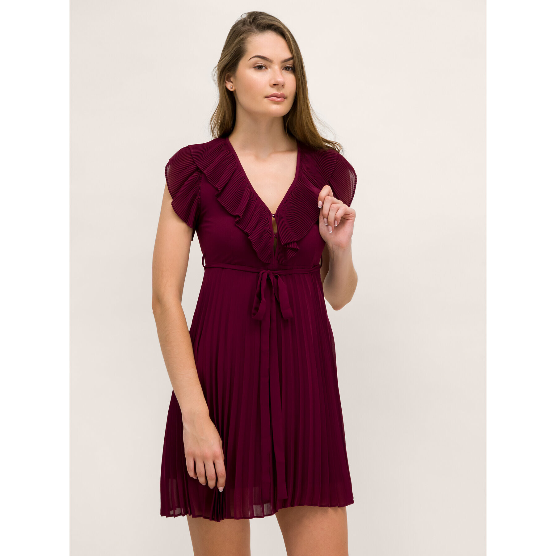 TWINSET Коктейлна рокля Georgette 192TT2071 Бордо Regular Fit - Pepit.bg