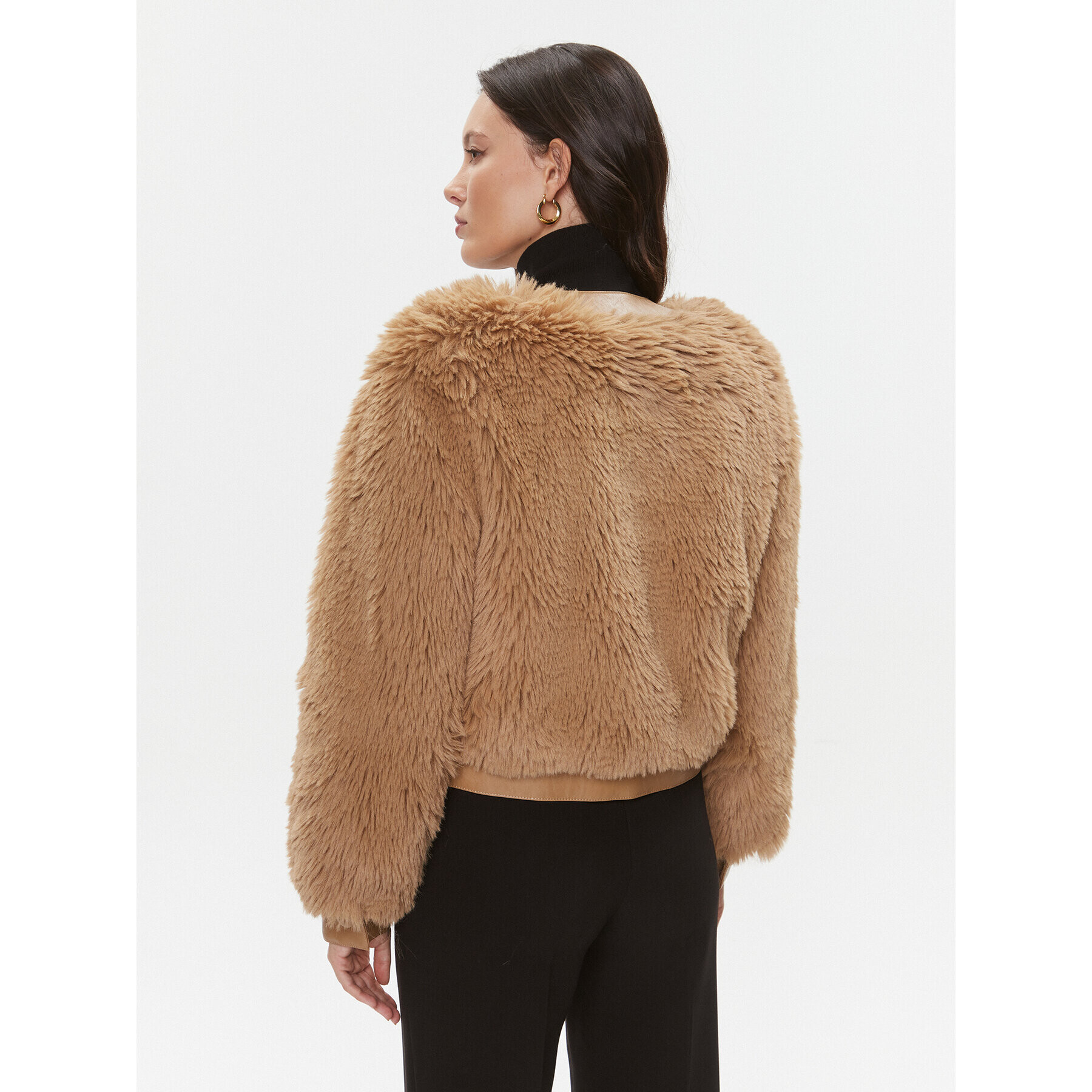 TWINSET Кожено палто 232TT2021 Кафяв Regular Fit - Pepit.bg