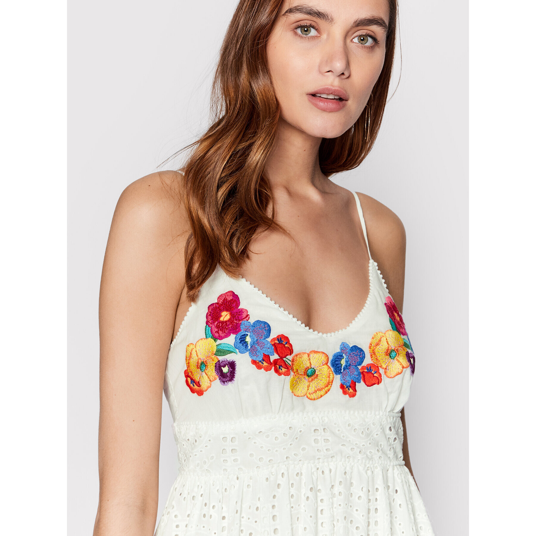 TWINSET Лятна рокля 221TT2250 Бял Loose Fit - Pepit.bg