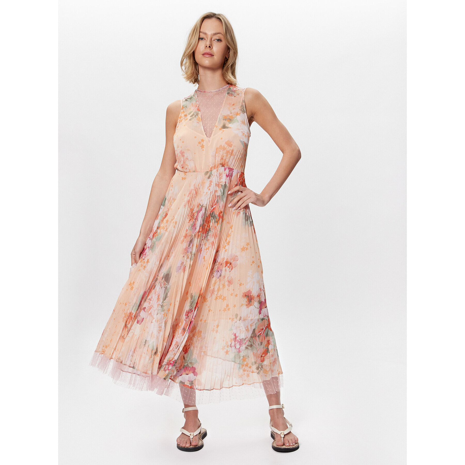 TWINSET Лятна рокля 231TP2730 Оранжев Regular Fit - Pepit.bg