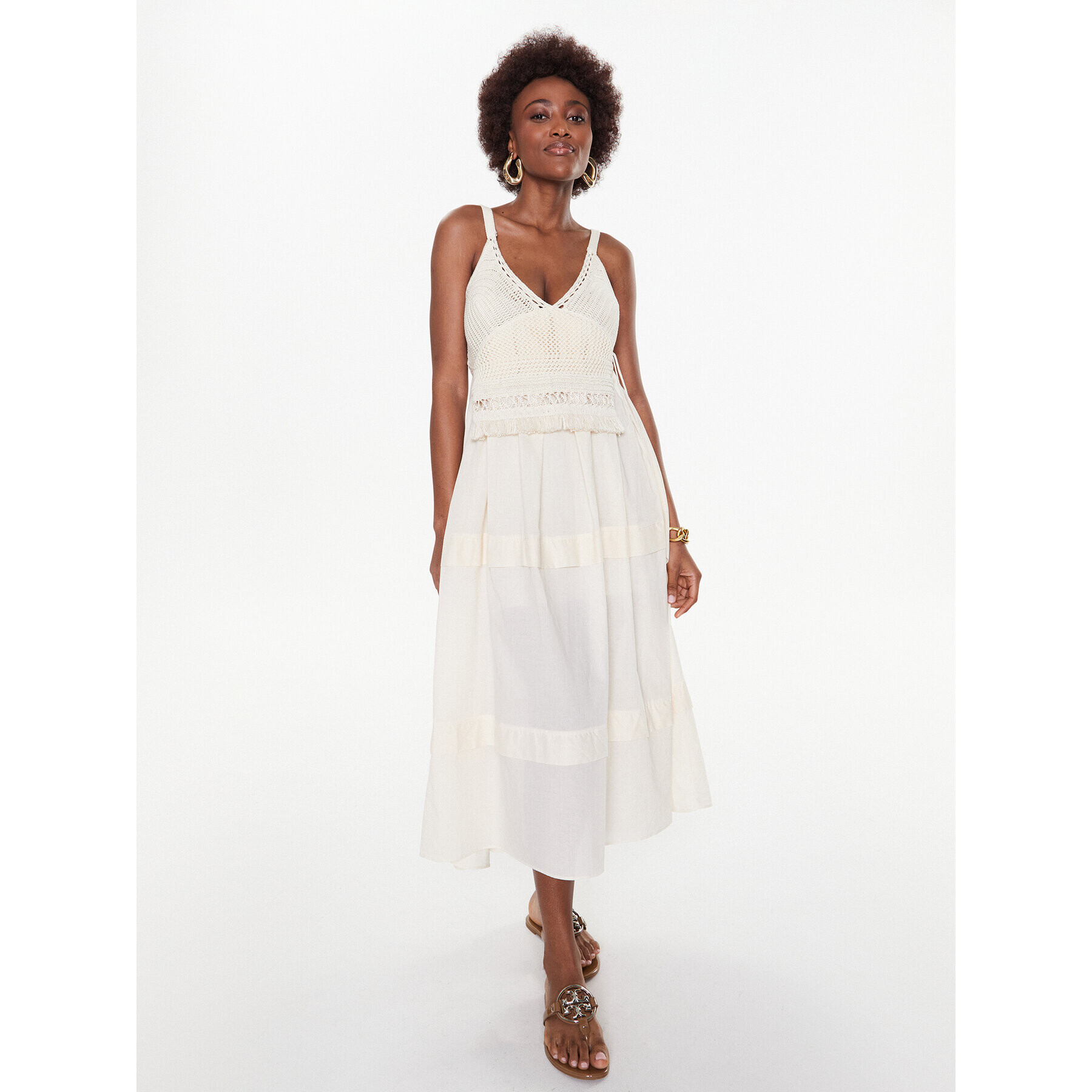TWINSET Лятна рокля 231TT3080 Екрю Regular Fit - Pepit.bg
