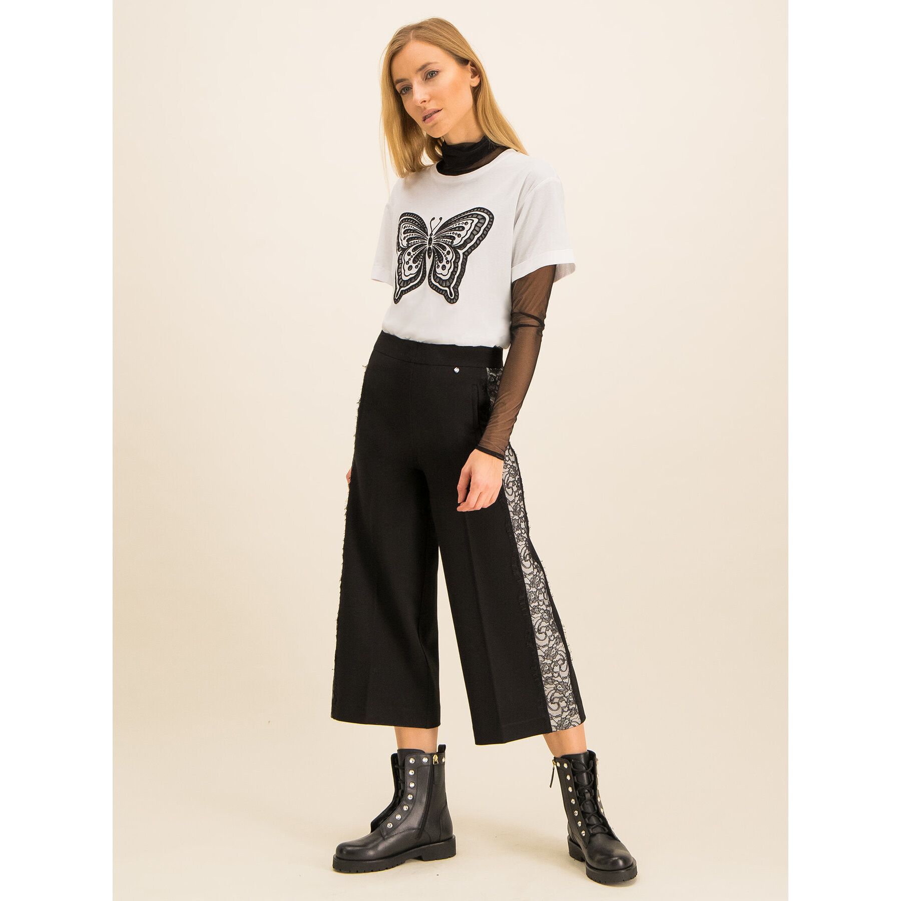 TWINSET Панталони тип кюлоти 192TP2097 Черен Regular Fit - Pepit.bg