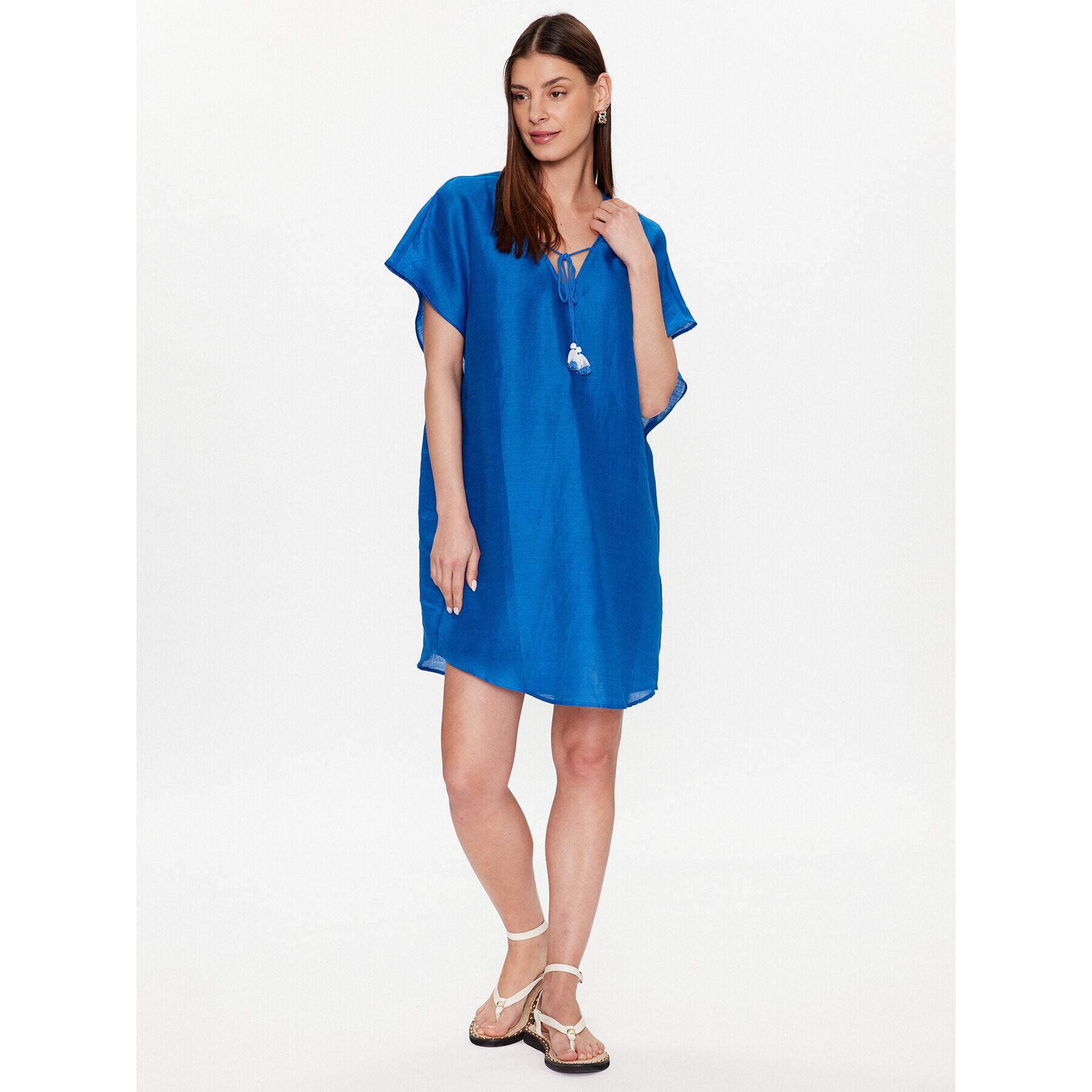 TWINSET Плажна рокля 231LM2MAA Син Relaxed Fit - Pepit.bg