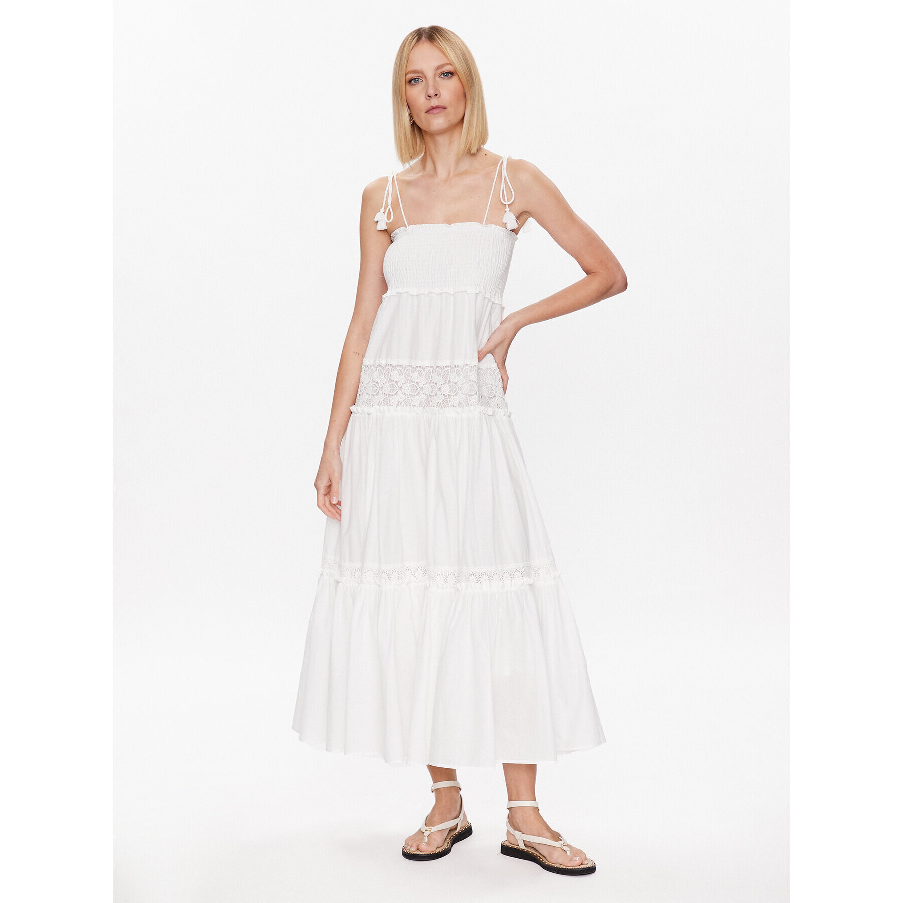 TWINSET Плажна рокля 231LM2YEE Бял Relaxed Fit - Pepit.bg