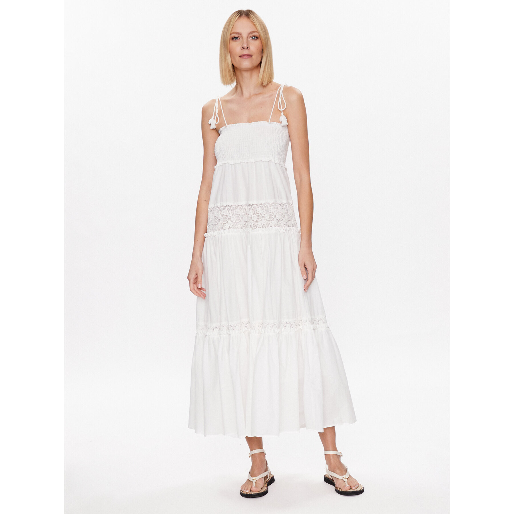 TWINSET Плажна рокля 231LM2YEE Бял Relaxed Fit - Pepit.bg
