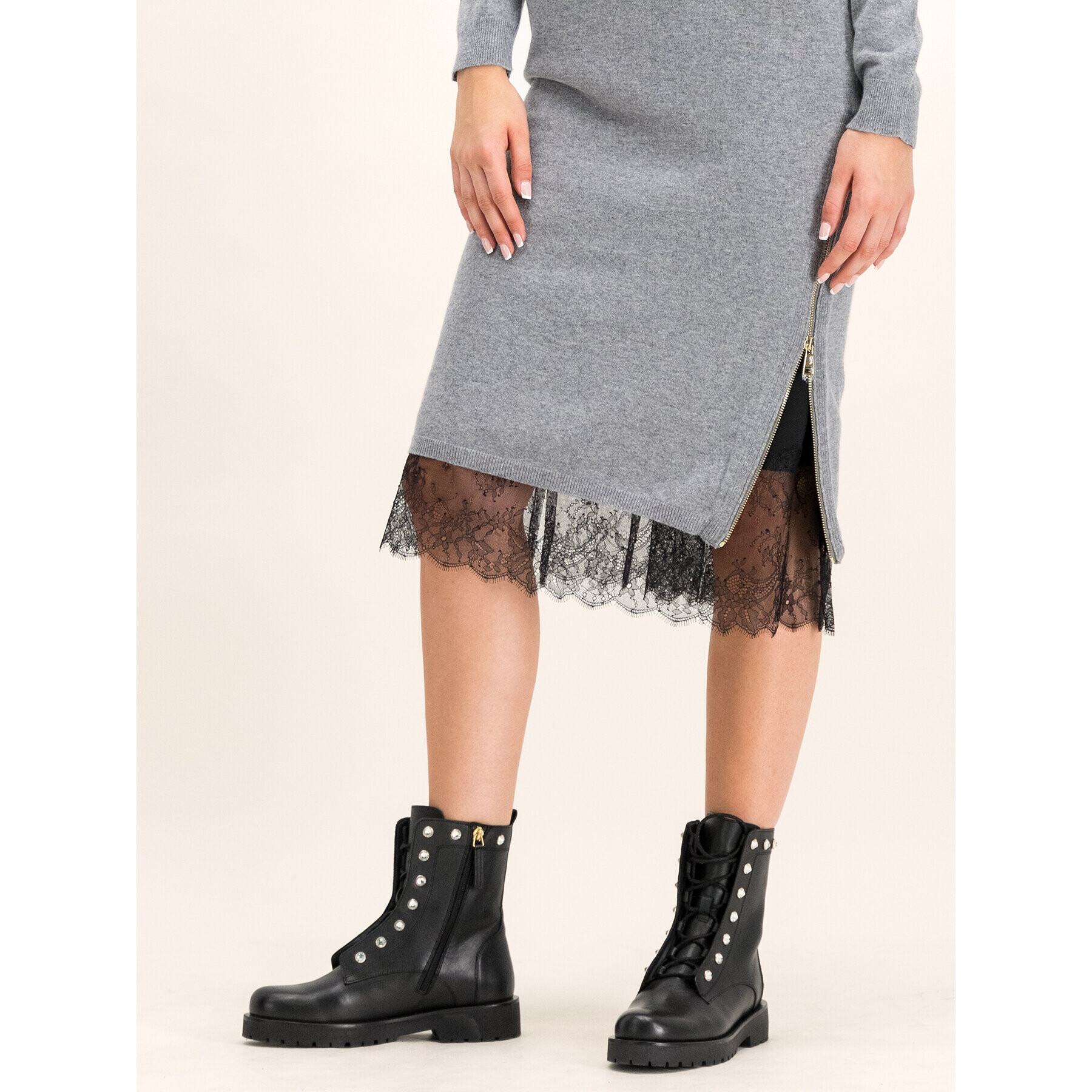 TWINSET Плетена рокля 192TT3091 Сив Regular Fit - Pepit.bg