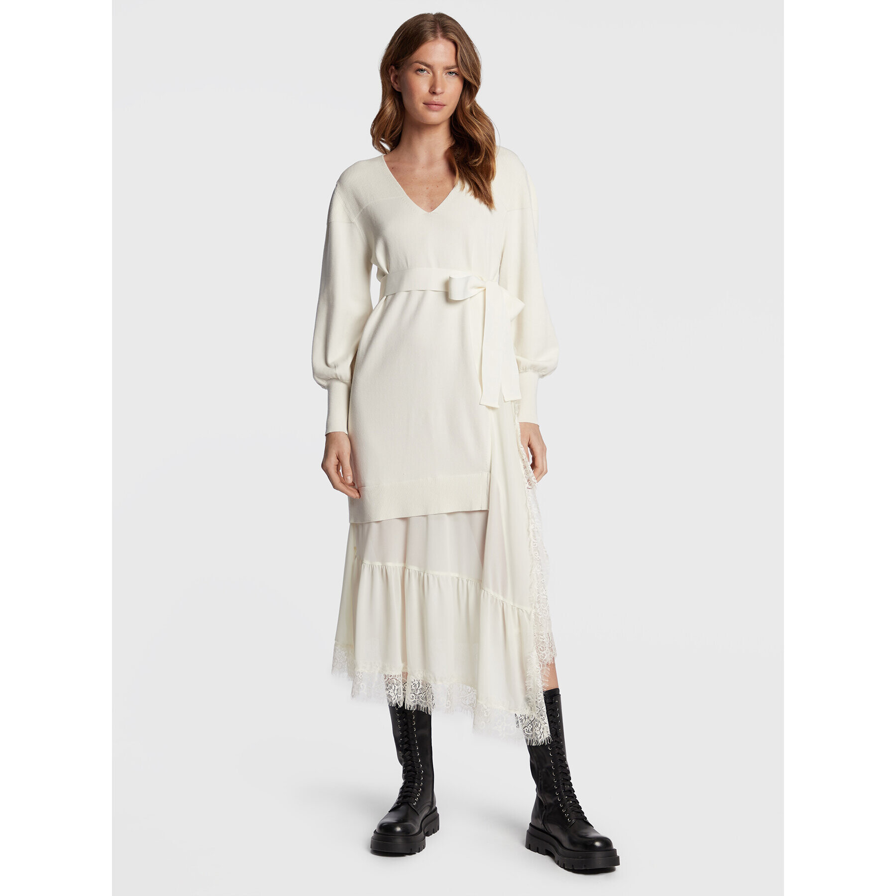 TWINSET Плетена рокля 222TP3162 Бежов Regular Fit - Pepit.bg