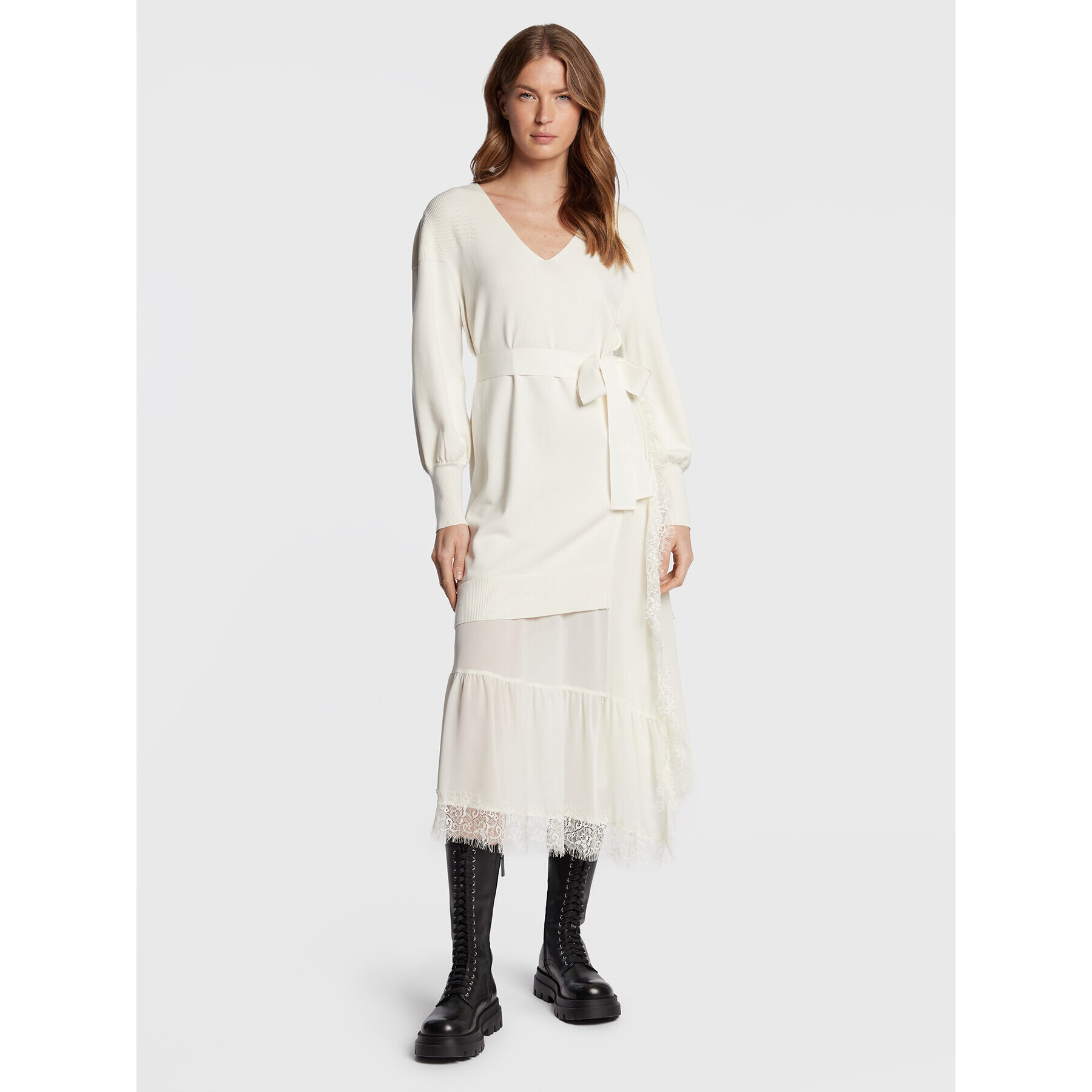 TWINSET Плетена рокля 222TP3162 Бежов Regular Fit - Pepit.bg