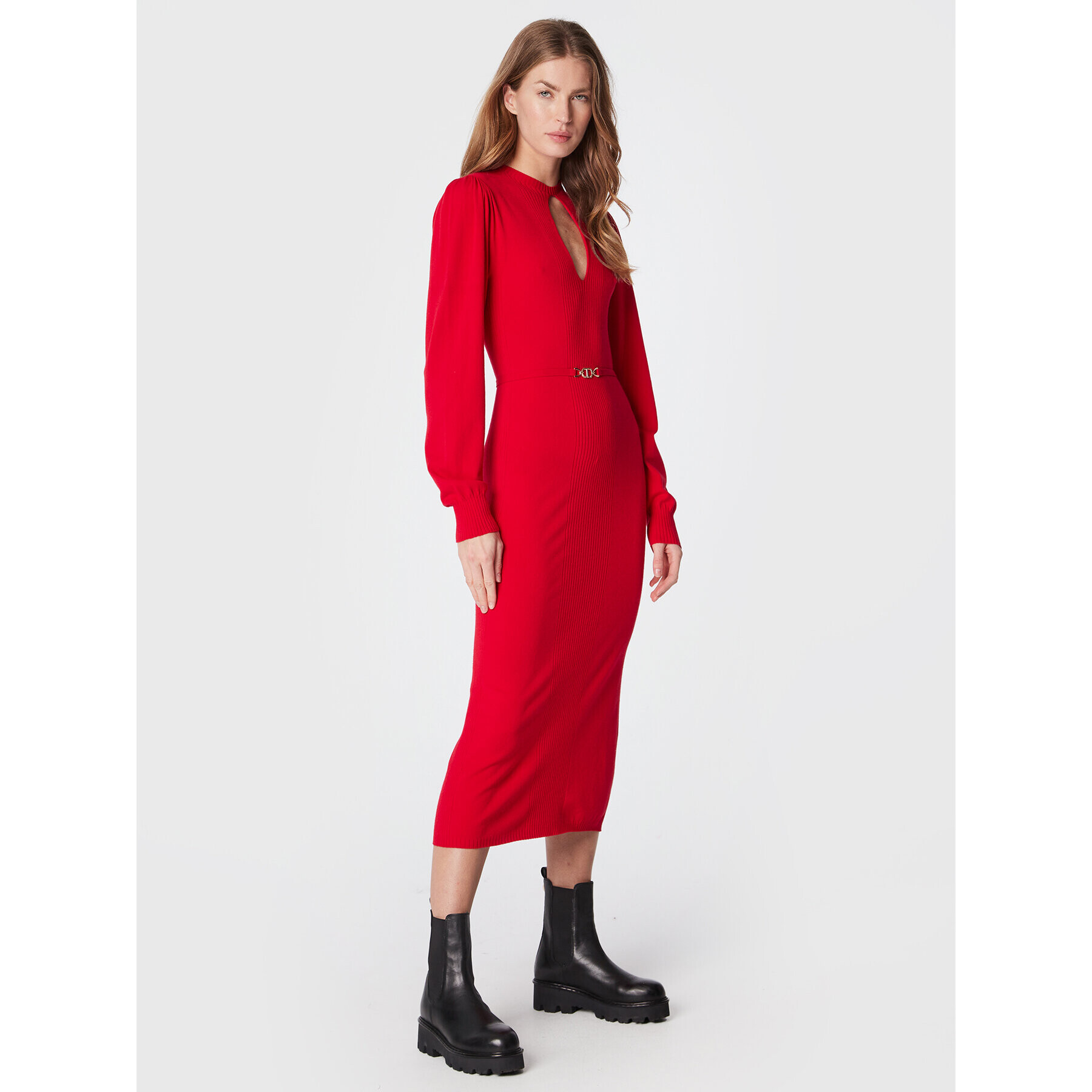 TWINSET Плетена рокля 222TT3192 Червен Slim Fit - Pepit.bg