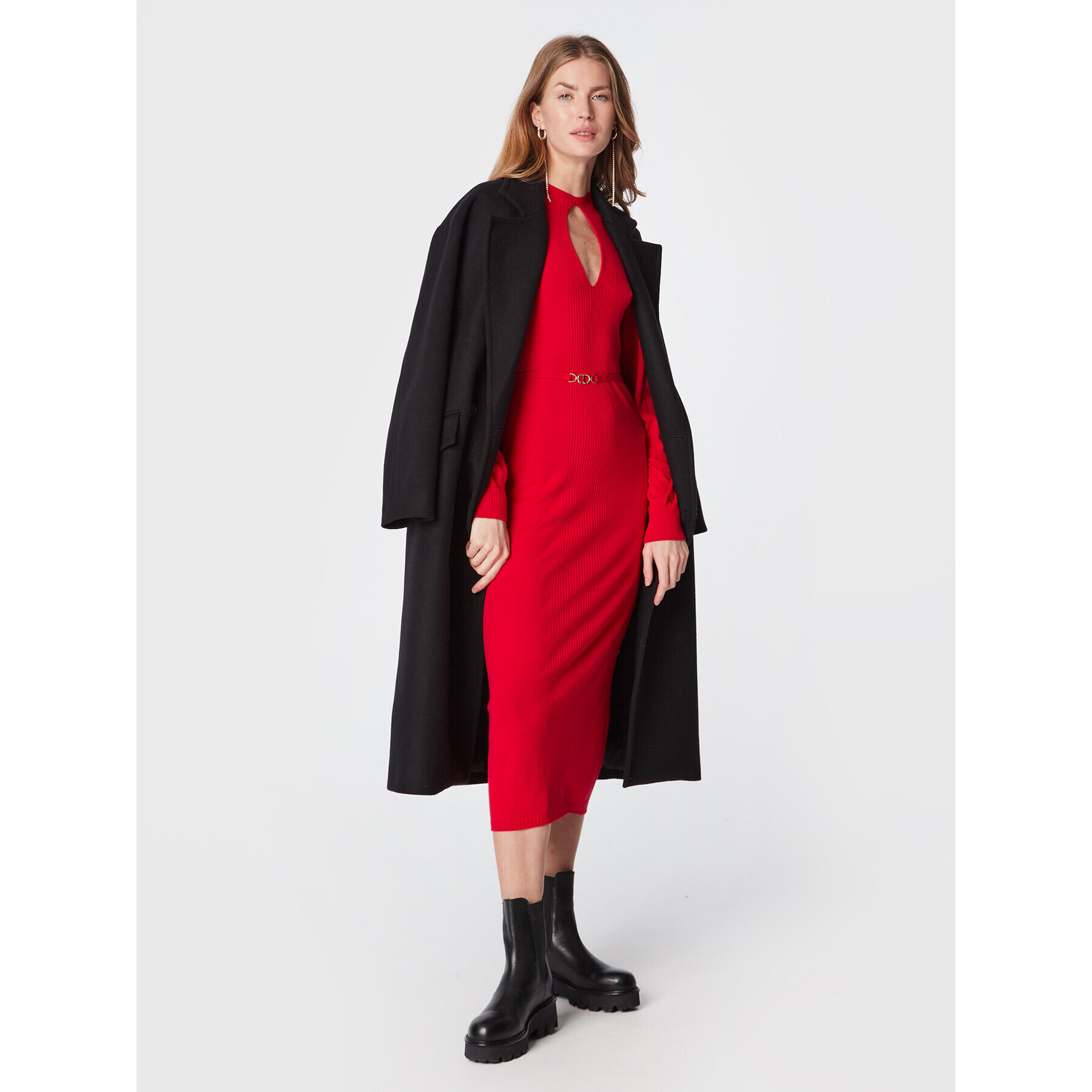 TWINSET Плетена рокля 222TT3192 Червен Slim Fit - Pepit.bg