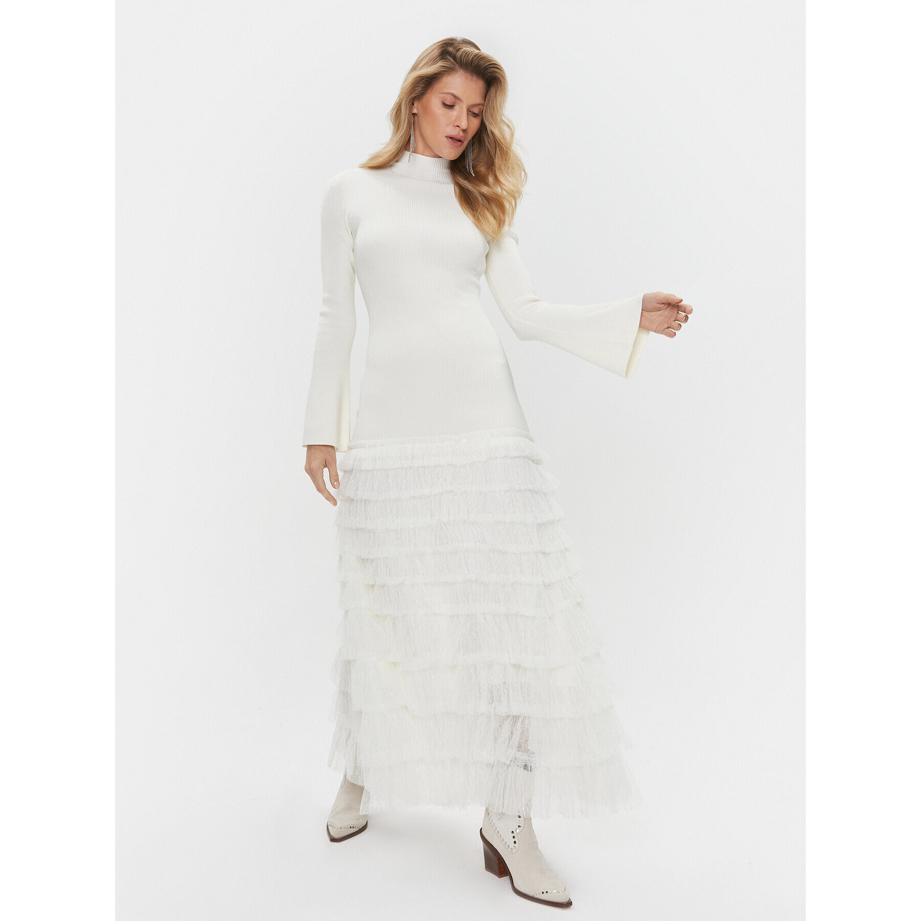 TWINSET Плетена рокля 232TP3050 Екрю Regular Fit - Pepit.bg