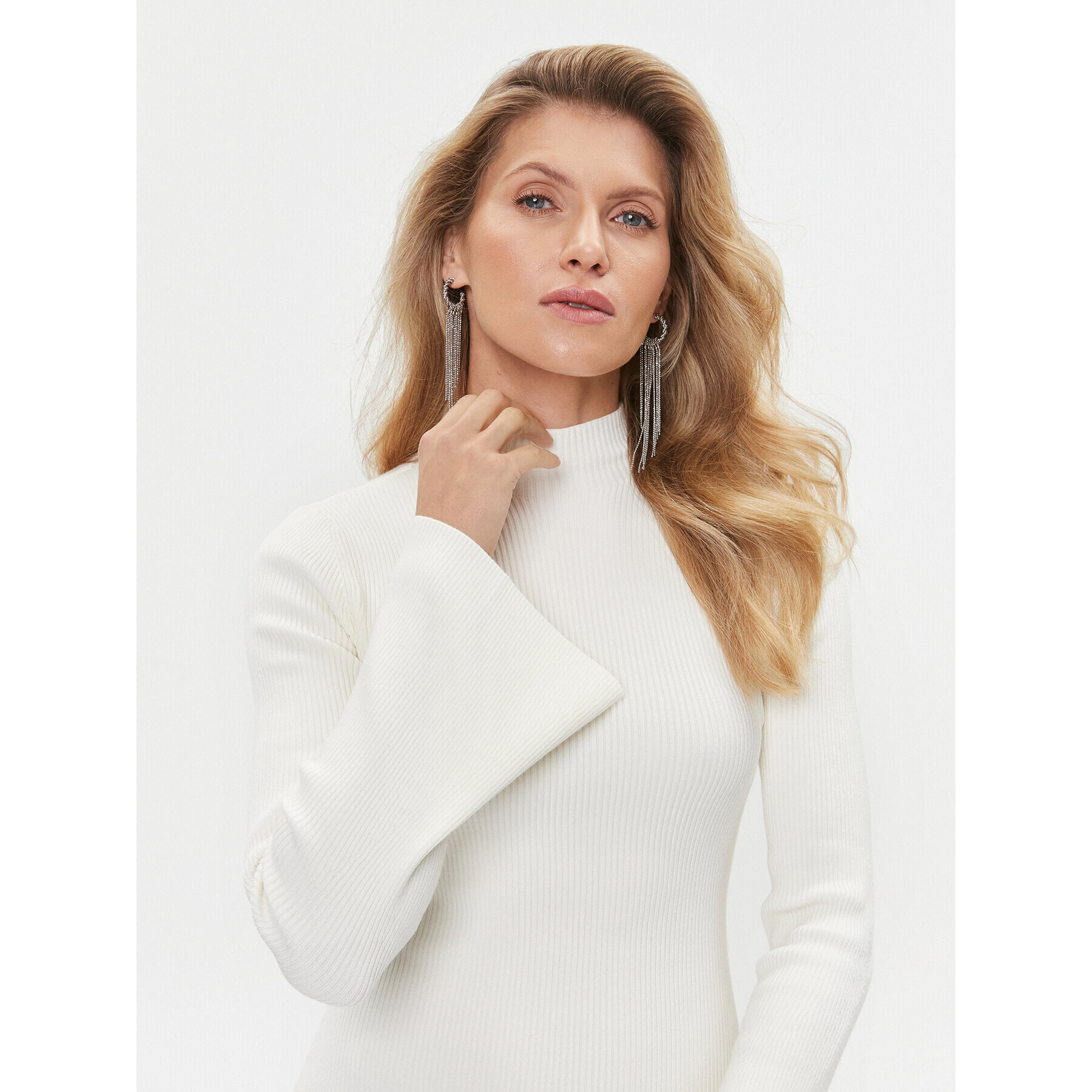 TWINSET Плетена рокля 232TP3050 Екрю Regular Fit - Pepit.bg