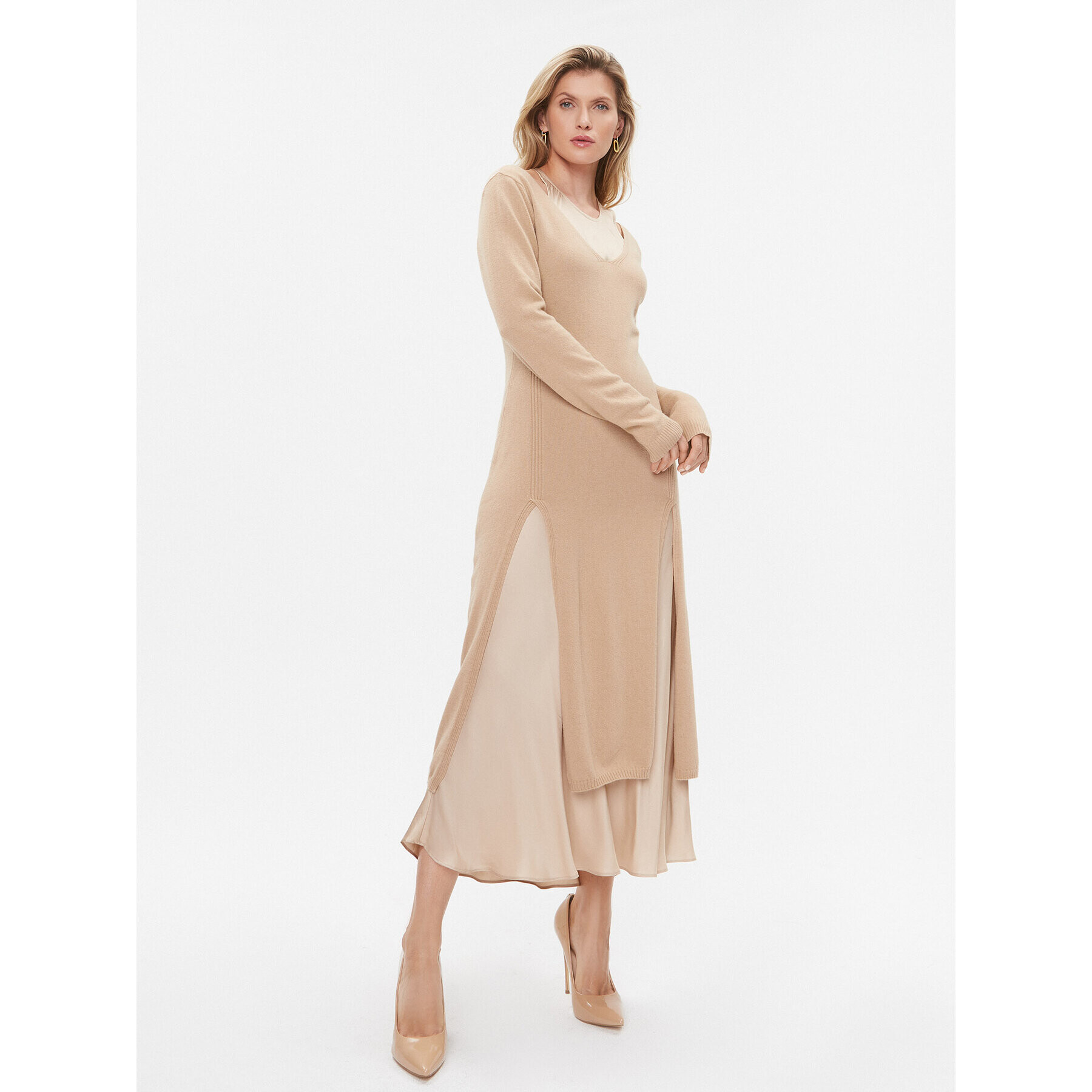 TWINSET Плетена рокля 232TP3210232TP3210 Бежов Regular Fit - Pepit.bg