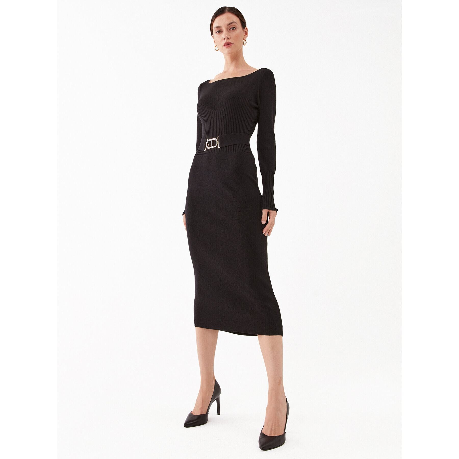 TWINSET Плетена рокля 232TP3292 Черен Slim Fit - Pepit.bg