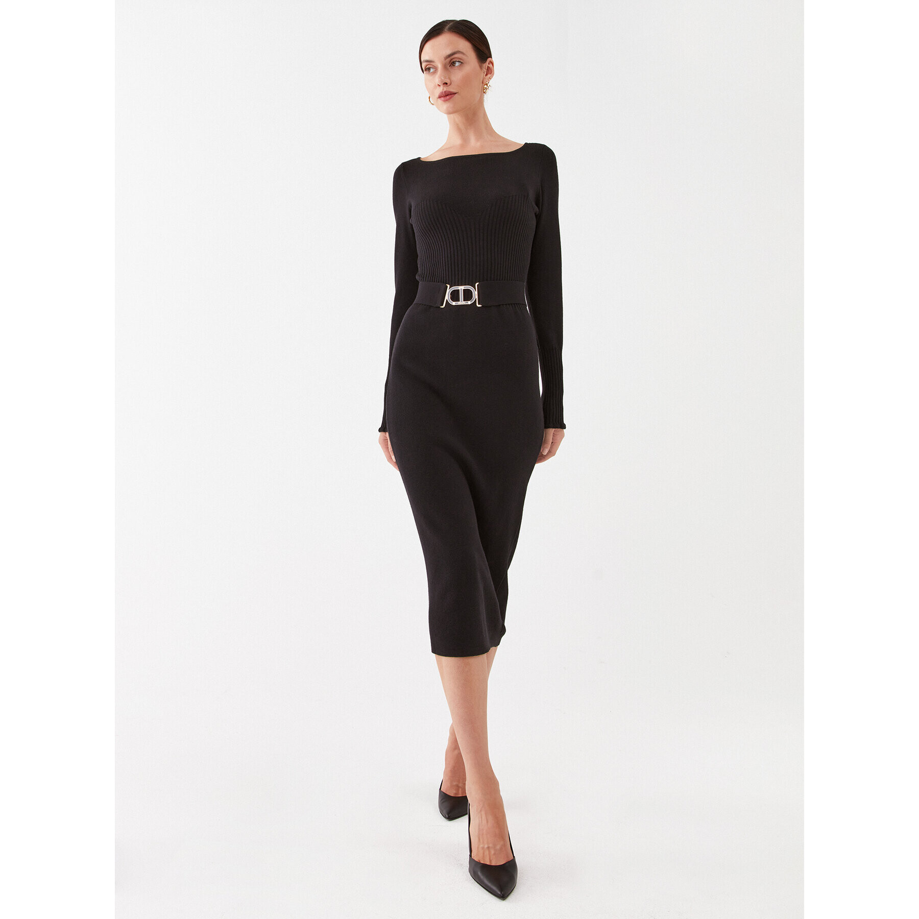TWINSET Плетена рокля 232TP3292 Черен Slim Fit - Pepit.bg