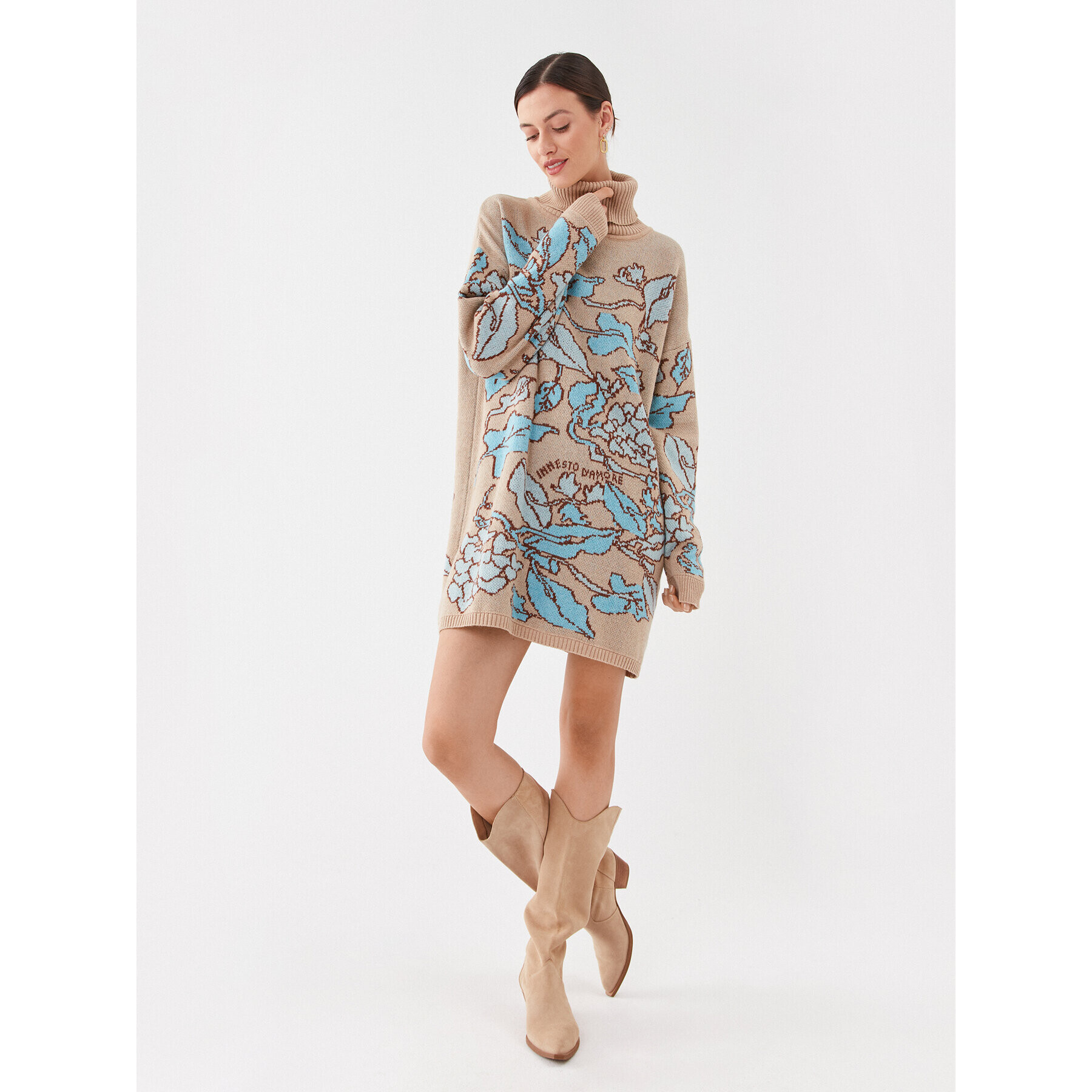 TWINSET Плетена рокля 232TP3650 Бежов Regular Fit - Pepit.bg