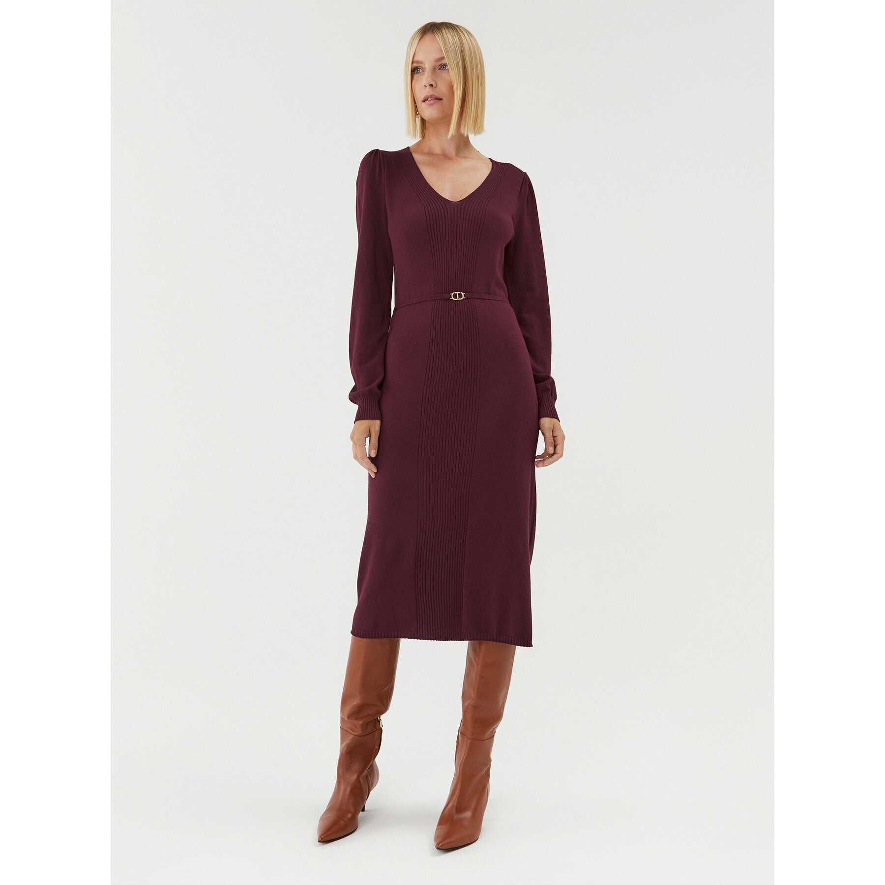 TWINSET Плетена рокля 232TT3062 Бордо Regular Fit - Pepit.bg