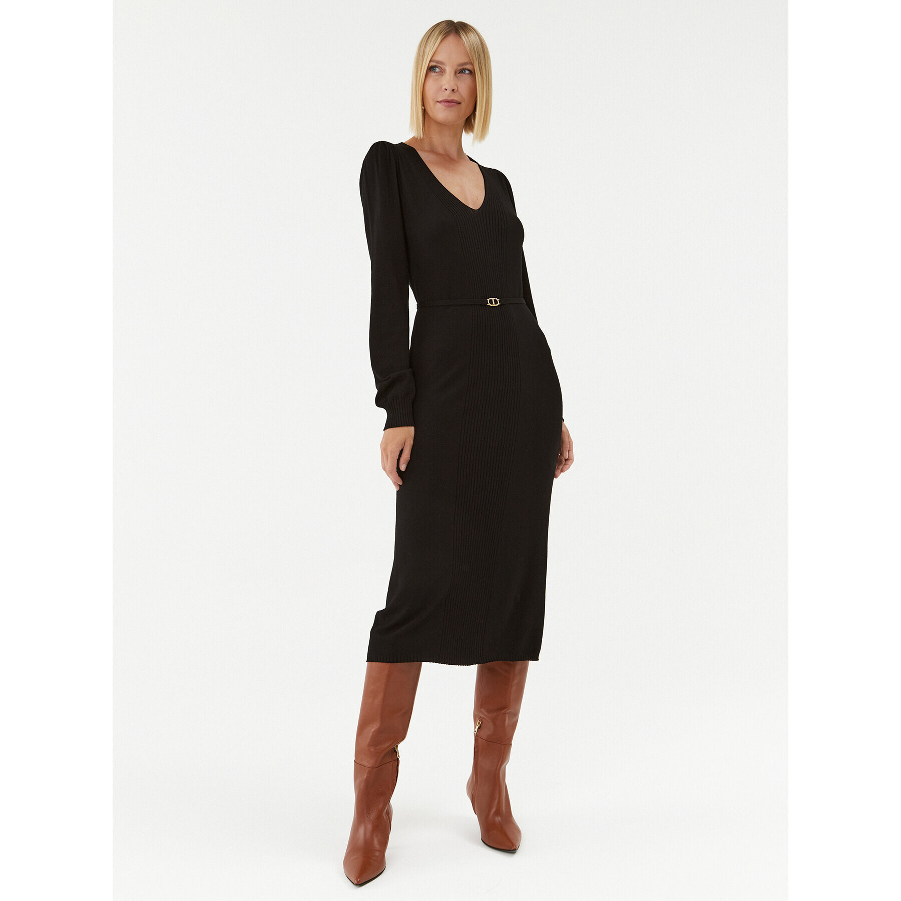 TWINSET Плетена рокля 232TT3062 Черен Regular Fit - Pepit.bg