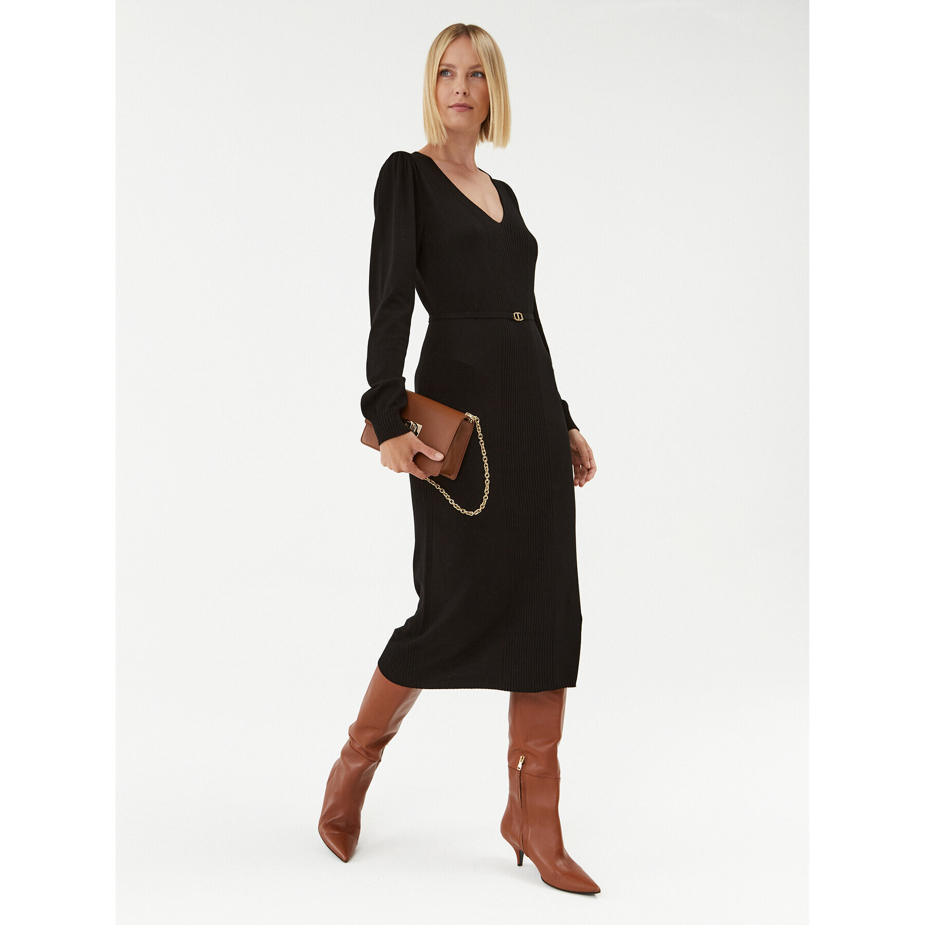 TWINSET Плетена рокля 232TT3062 Черен Regular Fit - Pepit.bg