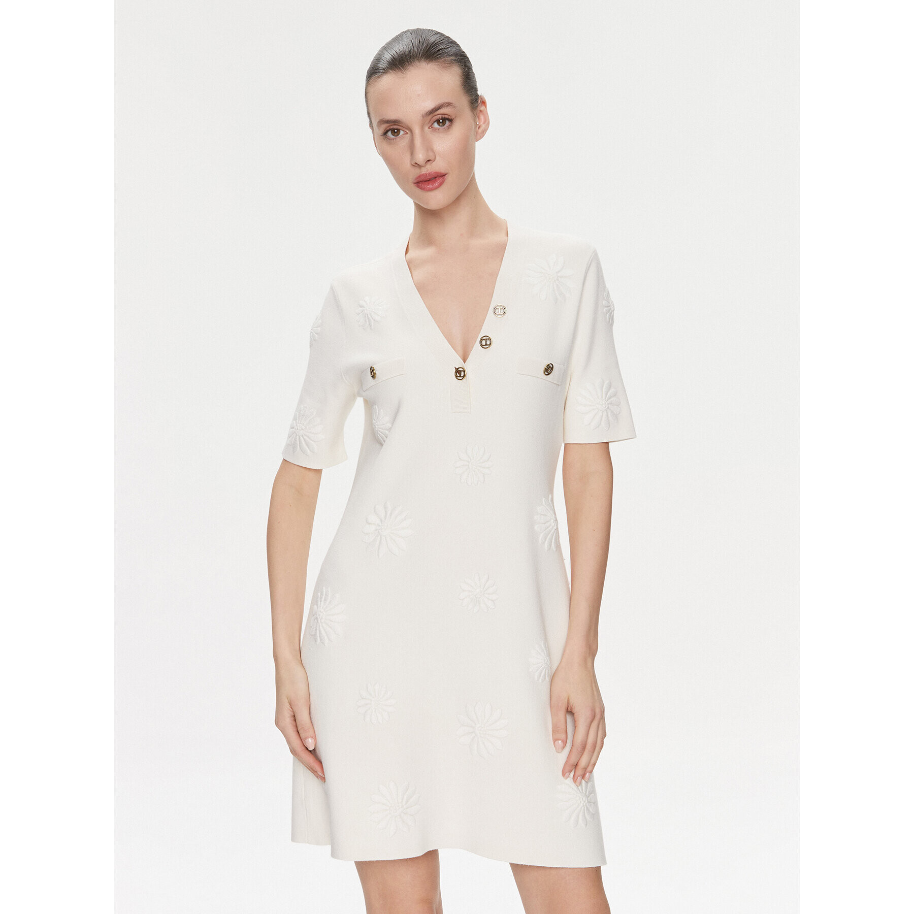 TWINSET Плетена рокля 241TP3095 Екрю Regular Fit - Pepit.bg