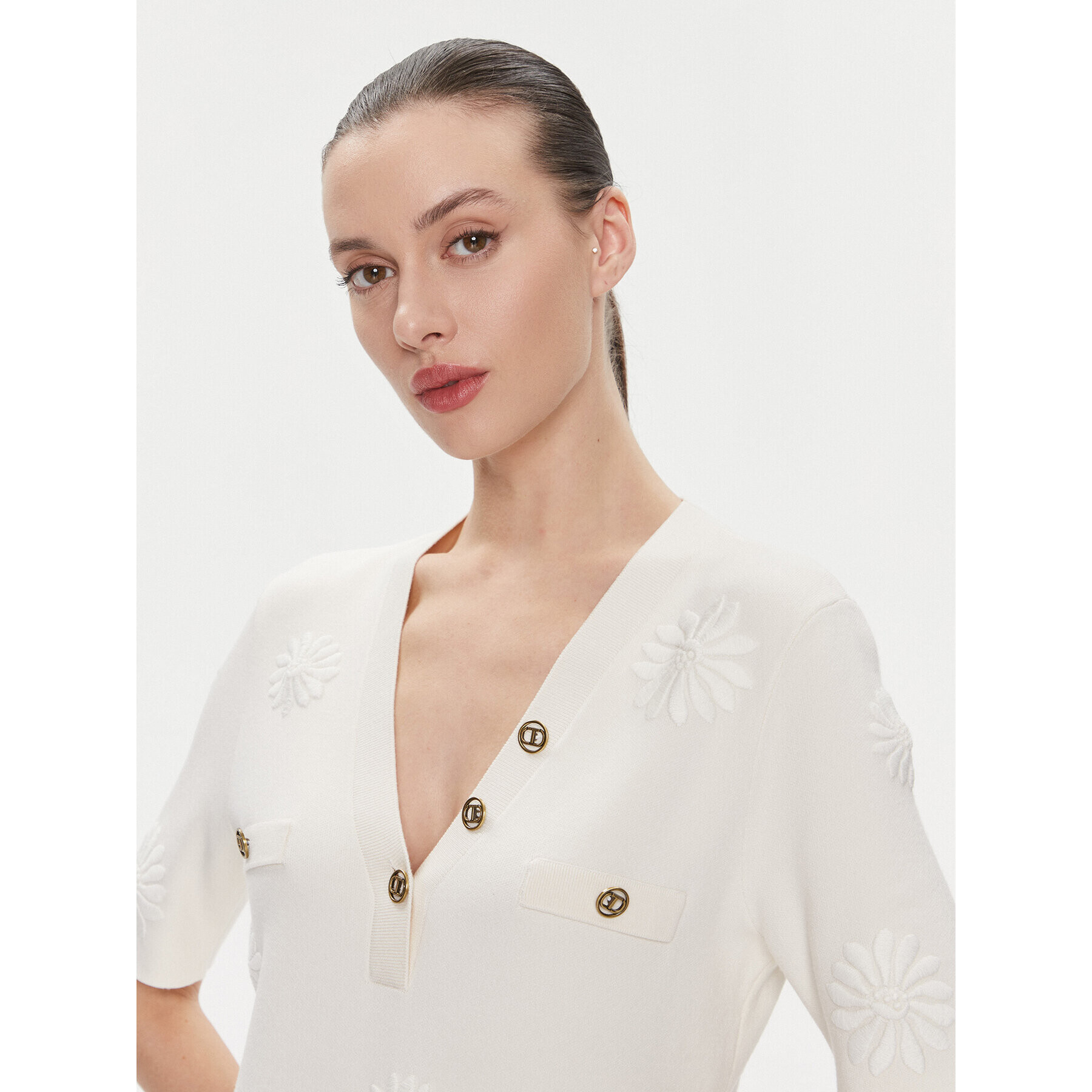 TWINSET Плетена рокля 241TP3095 Екрю Regular Fit - Pepit.bg