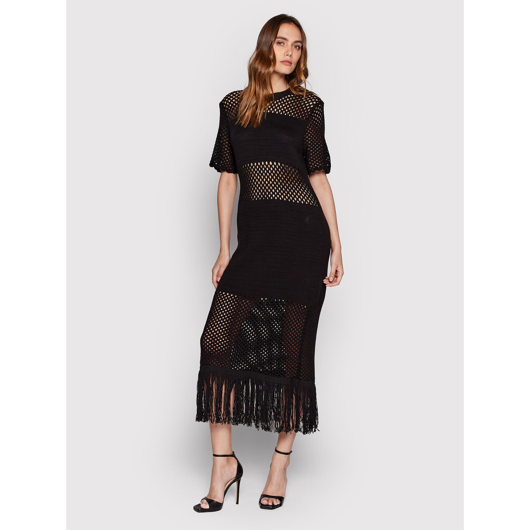 TWINSET Плетена рокля 221TT3021 Черен Straight Fit - Pepit.bg