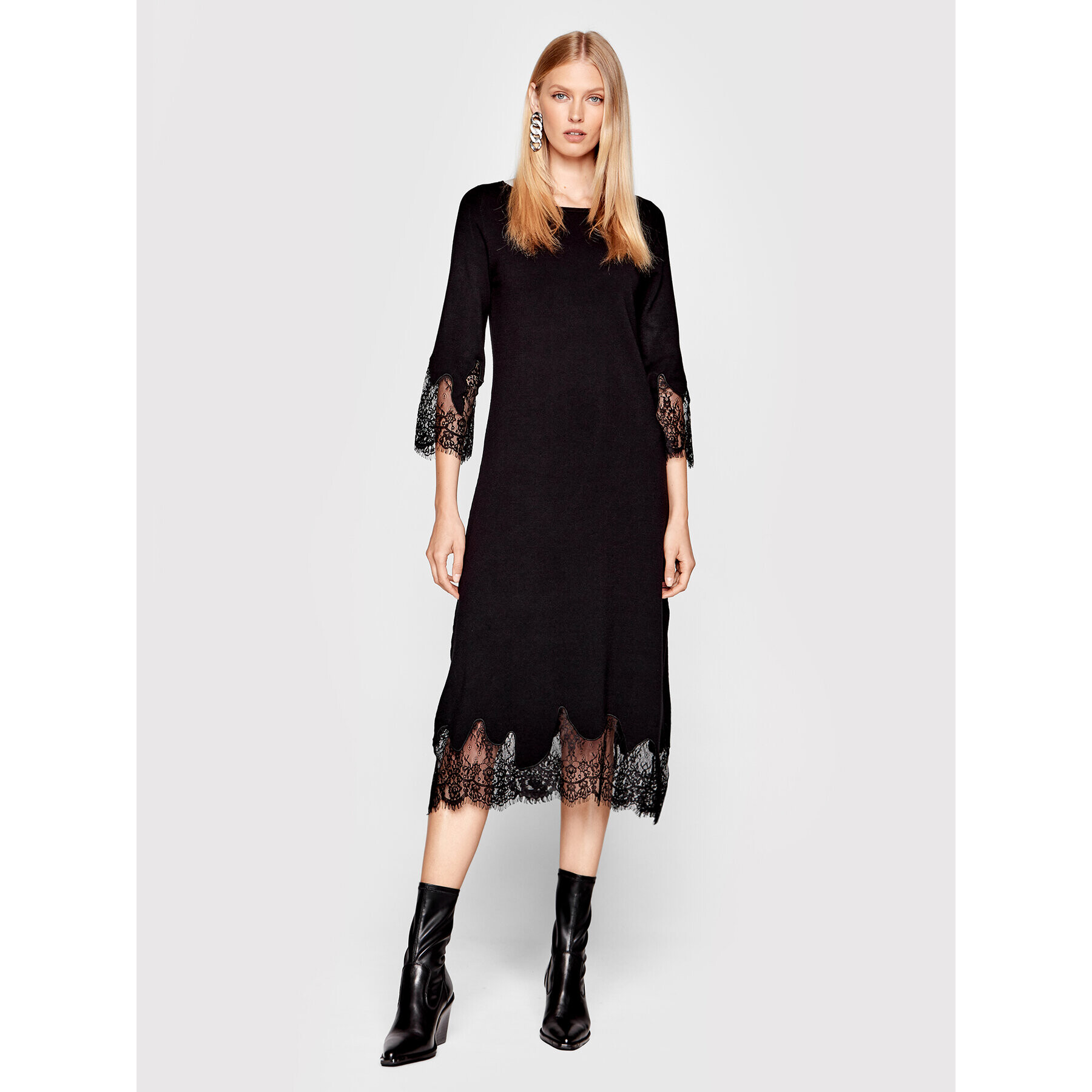 TWINSET Плетена рокля 222TP3020 Черен Regular Fit - Pepit.bg