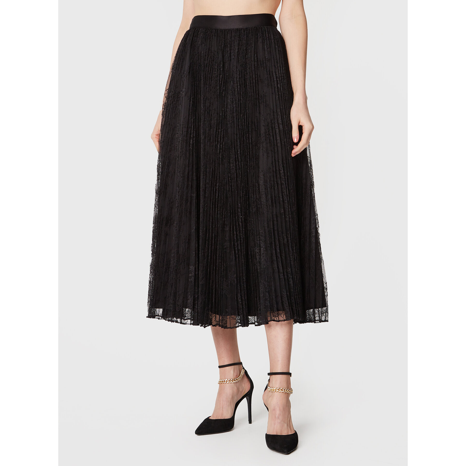 TWINSET Плисирана пола 231TP2691 Черен Relaxed Fit - Pepit.bg