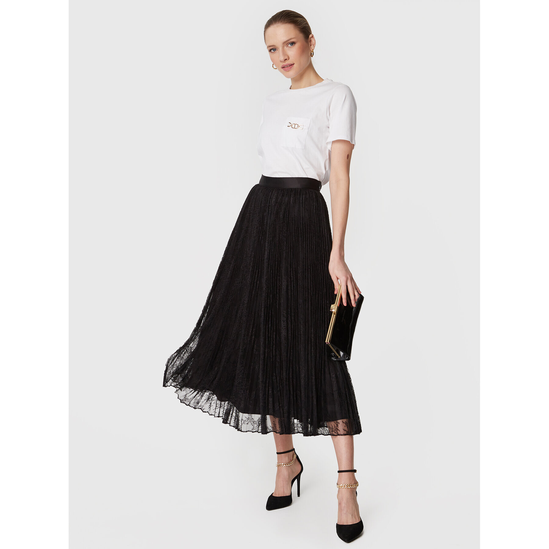 TWINSET Плисирана пола 231TP2691 Черен Relaxed Fit - Pepit.bg