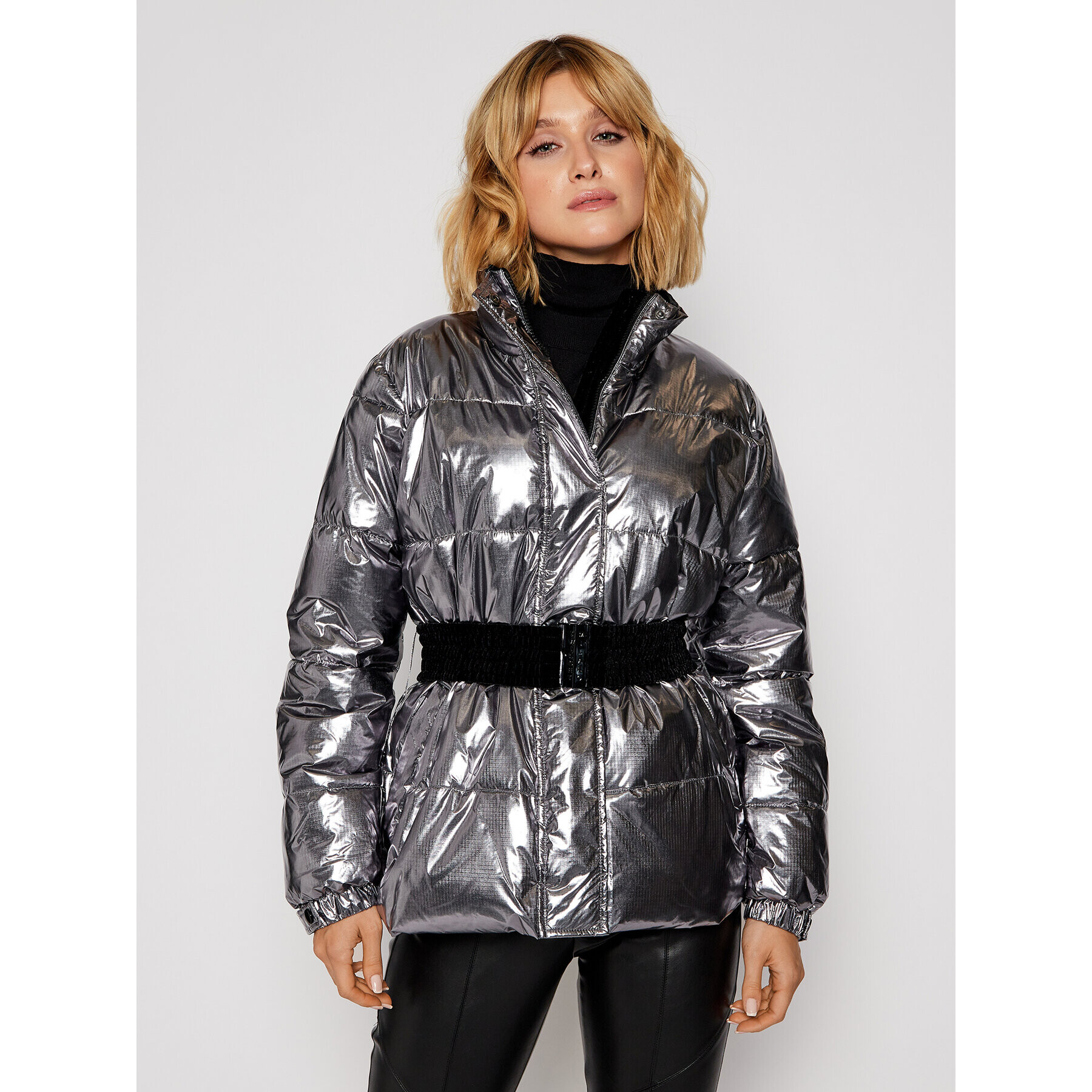TWINSET Пухено яке 202TT2091 Сребрист Regular Fit - Pepit.bg