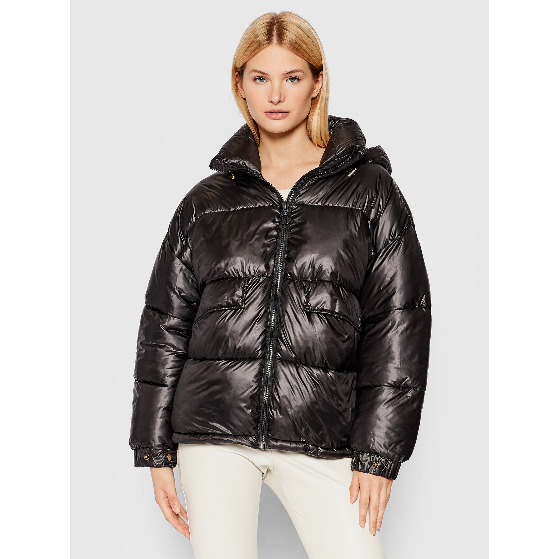 TWINSET Пухено яке 212TP214E Черен Regular Fit - Pepit.bg