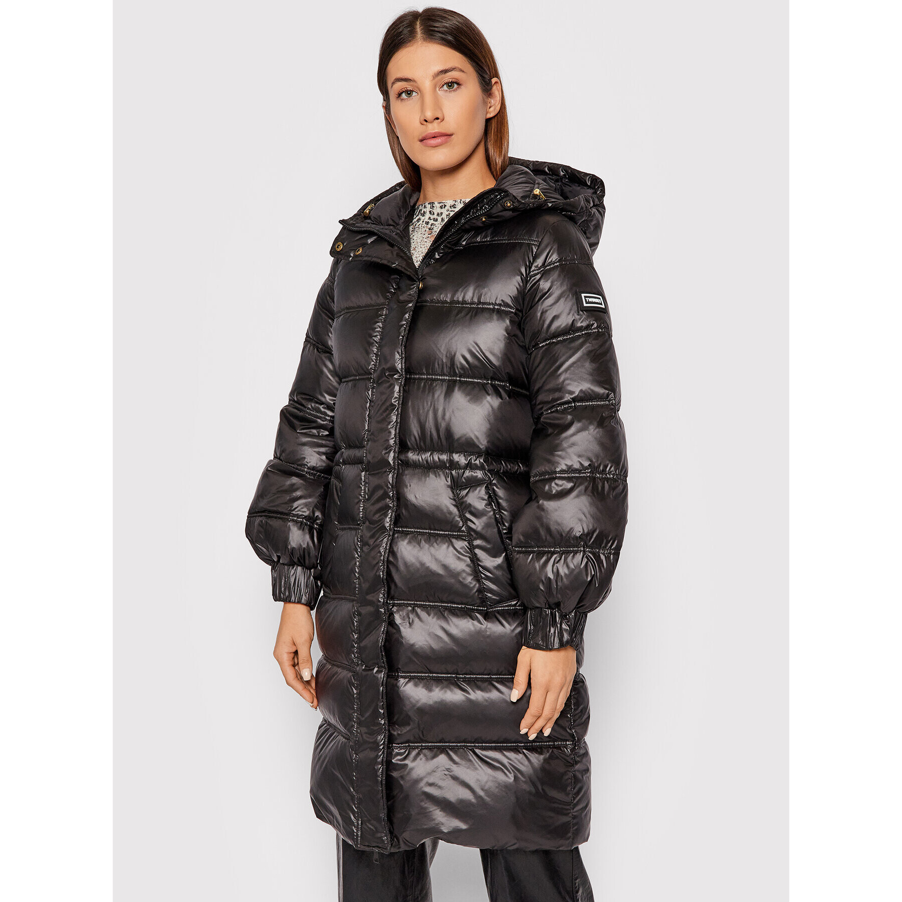 TWINSET Пухено яке 212TP214G Черен Regular Fit - Pepit.bg
