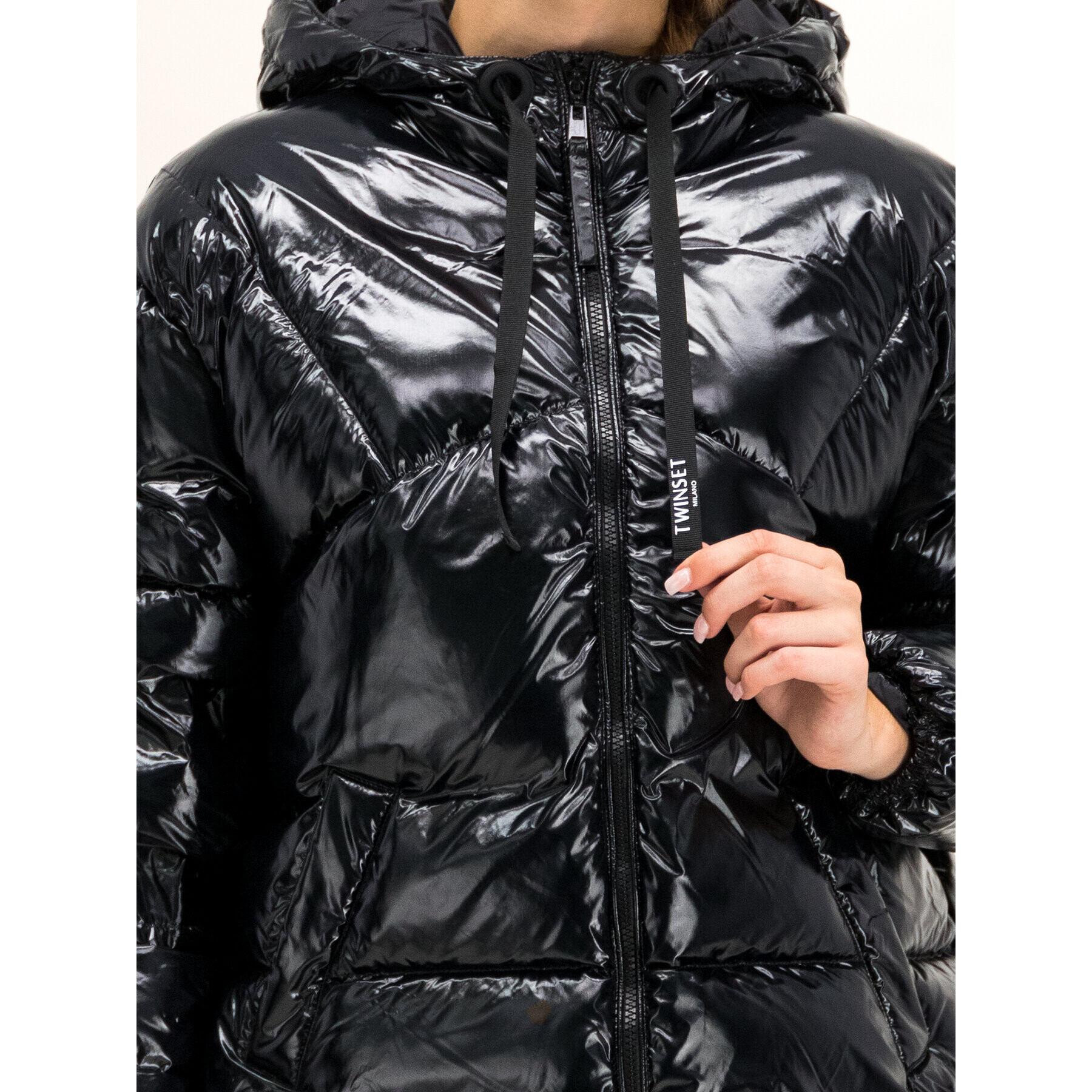 TWINSET Пухено яке 192TP2500 Черен Regular Fit - Pepit.bg