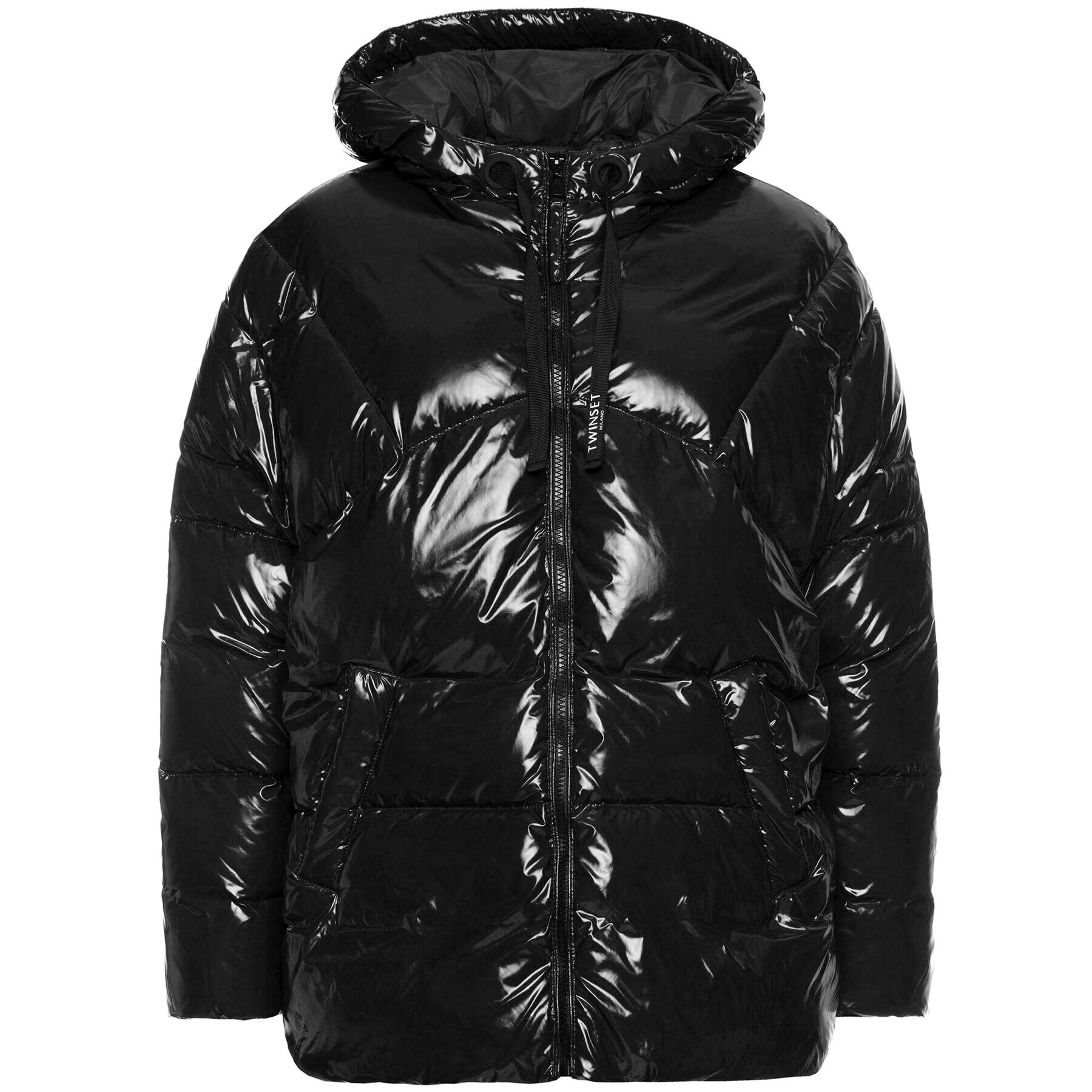 TWINSET Пухено яке 192TP2500 Черен Regular Fit - Pepit.bg