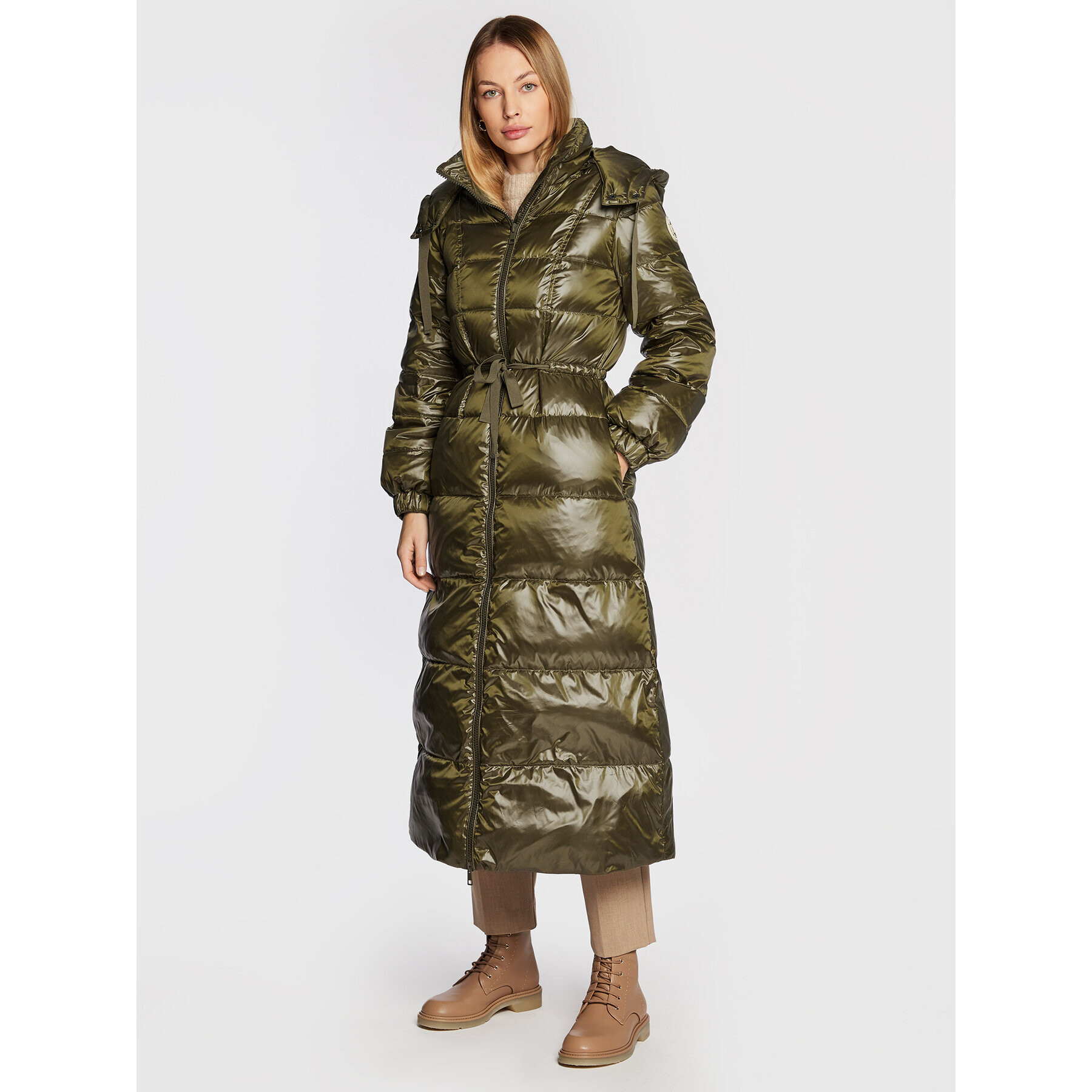 TWINSET Пухено яке 222TT2210 Зелен Regular Fit - Pepit.bg
