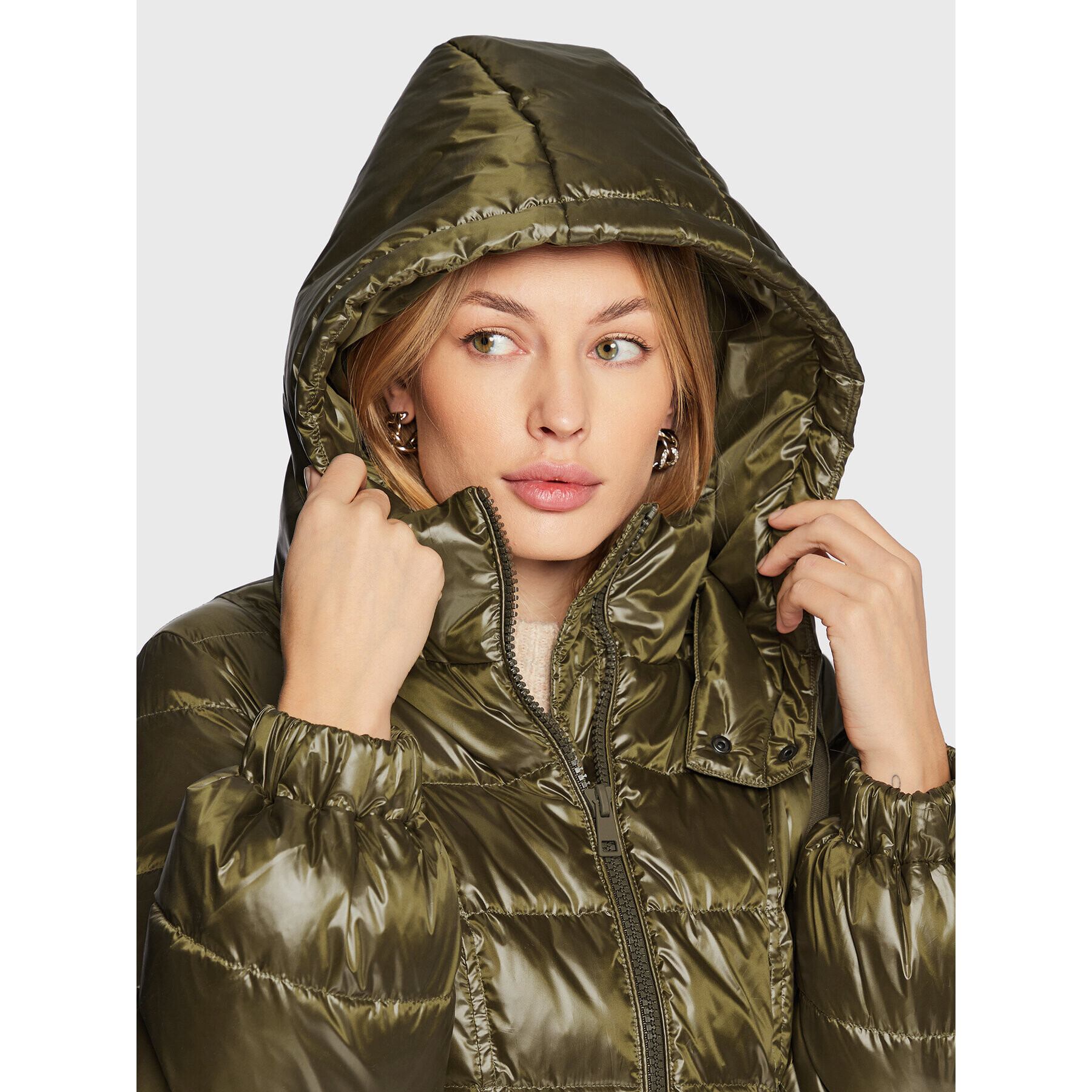 TWINSET Пухено яке 222TT2210 Зелен Regular Fit - Pepit.bg