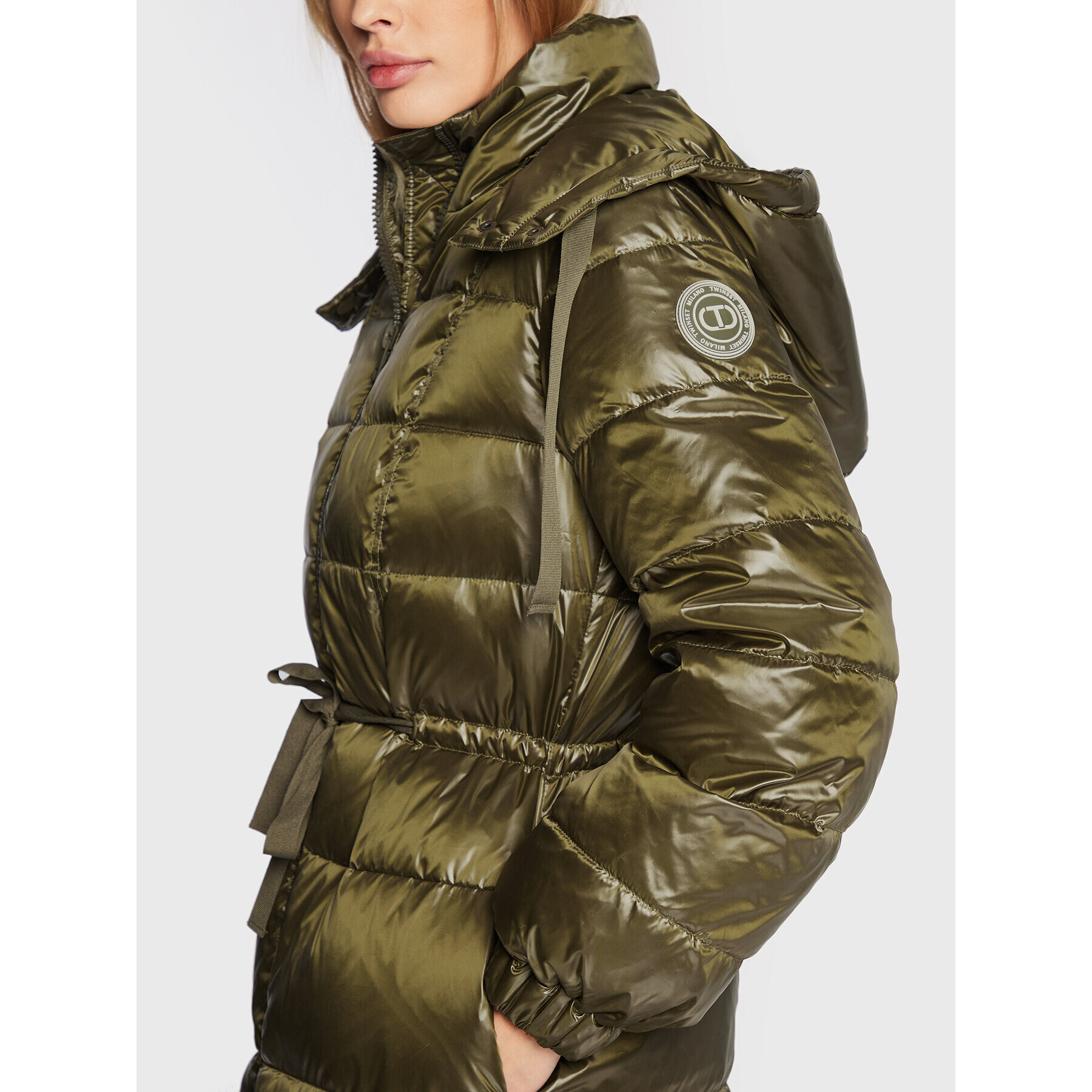 TWINSET Пухено яке 222TT2210 Зелен Regular Fit - Pepit.bg