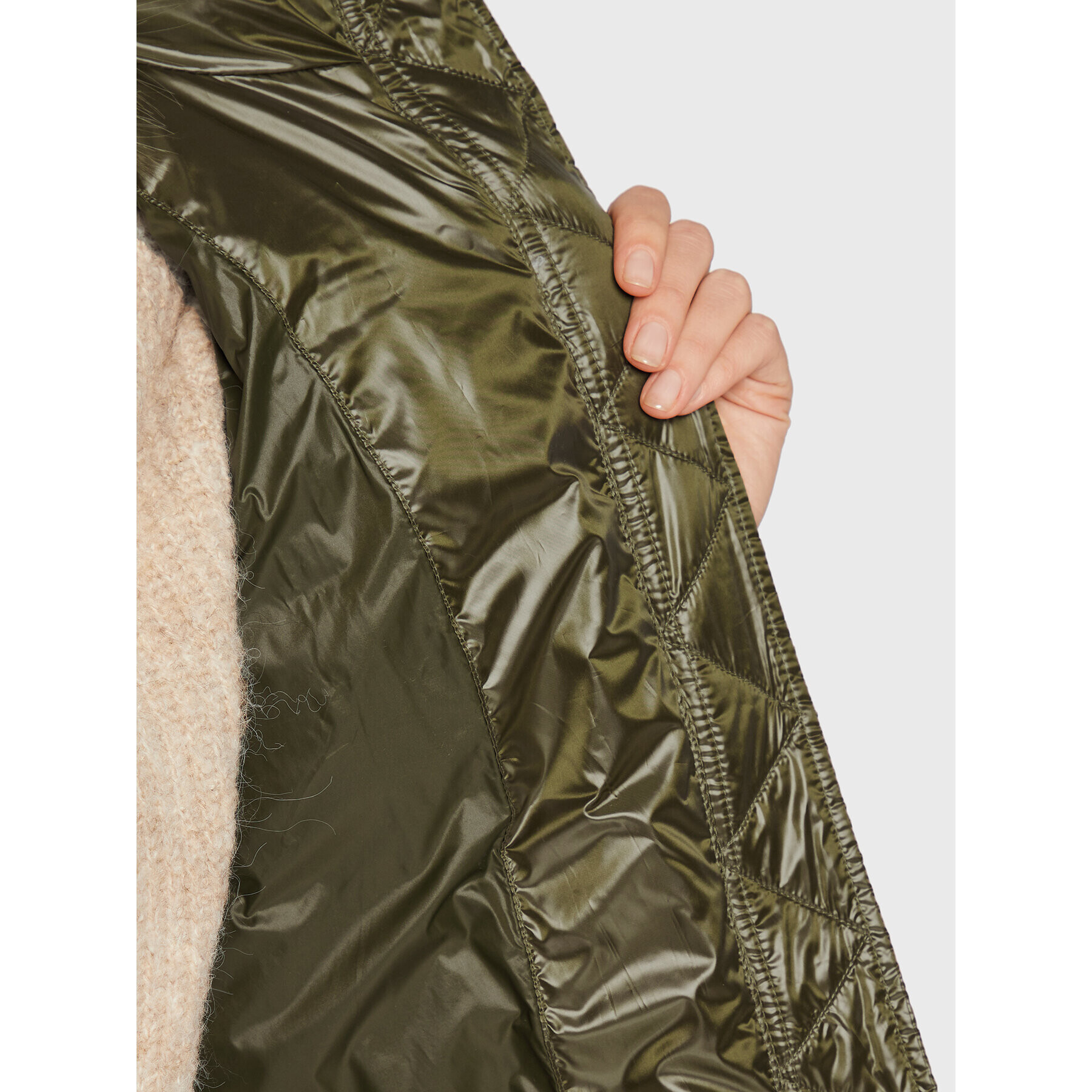 TWINSET Пухено яке 222TT2210 Зелен Regular Fit - Pepit.bg