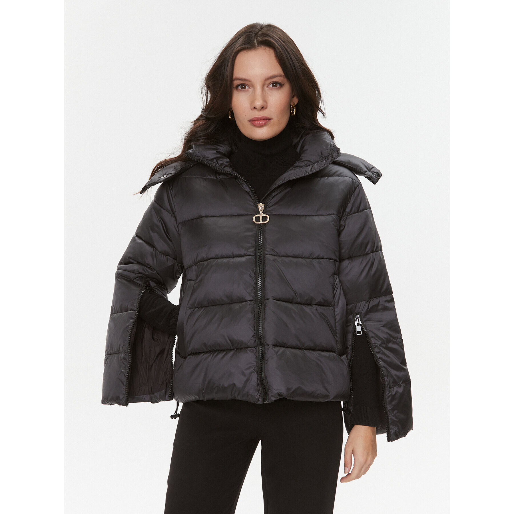 TWINSET Пухено яке 232TP2221 Черен Regular Fit - Pepit.bg