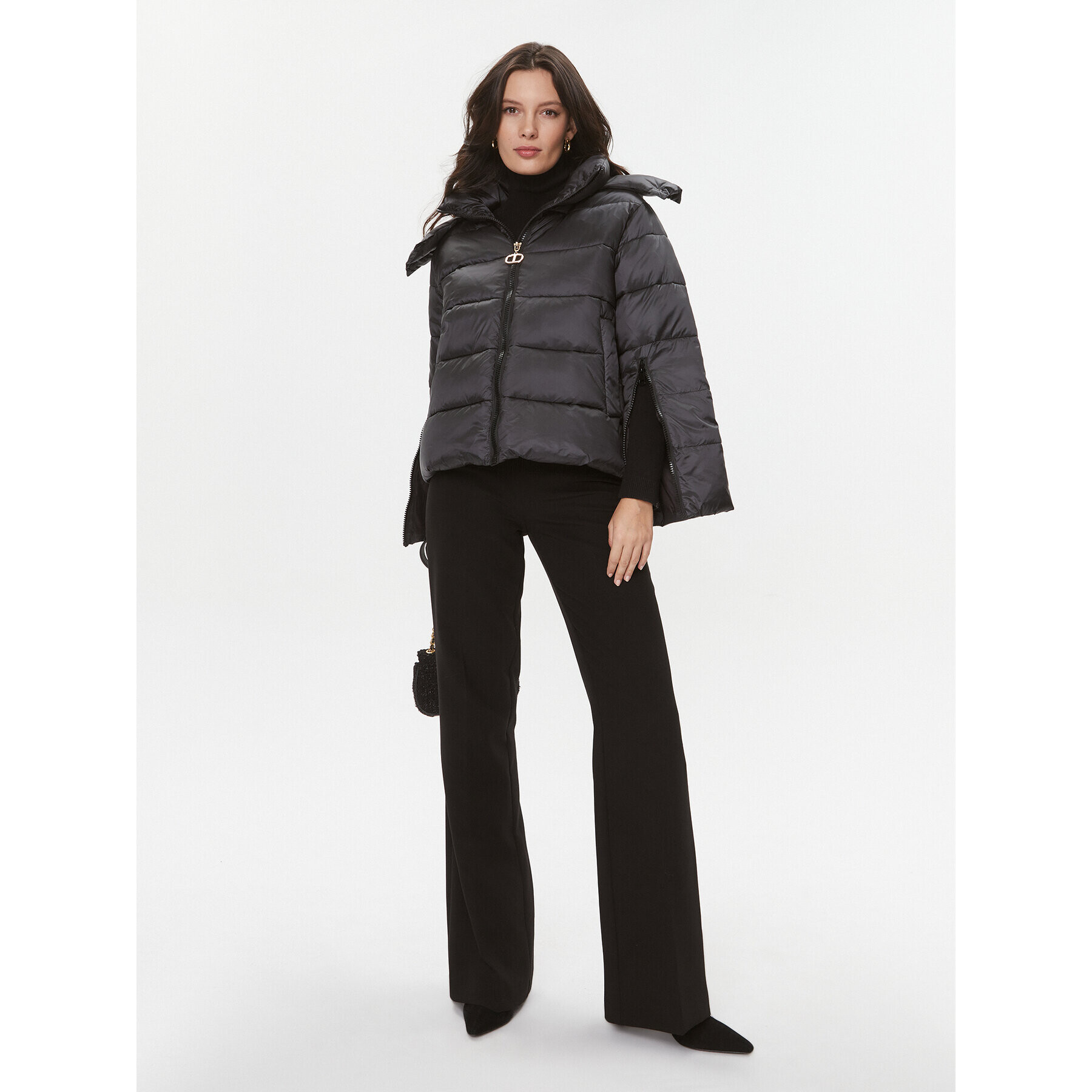 TWINSET Пухено яке 232TP2221 Черен Regular Fit - Pepit.bg