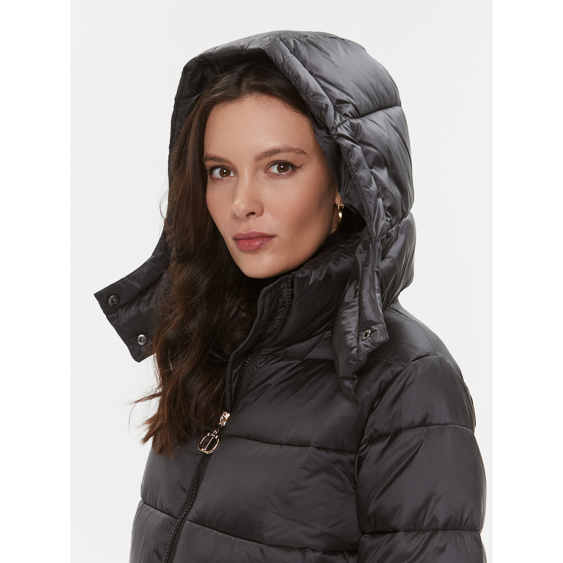 TWINSET Пухено яке 232TP2221 Черен Regular Fit - Pepit.bg