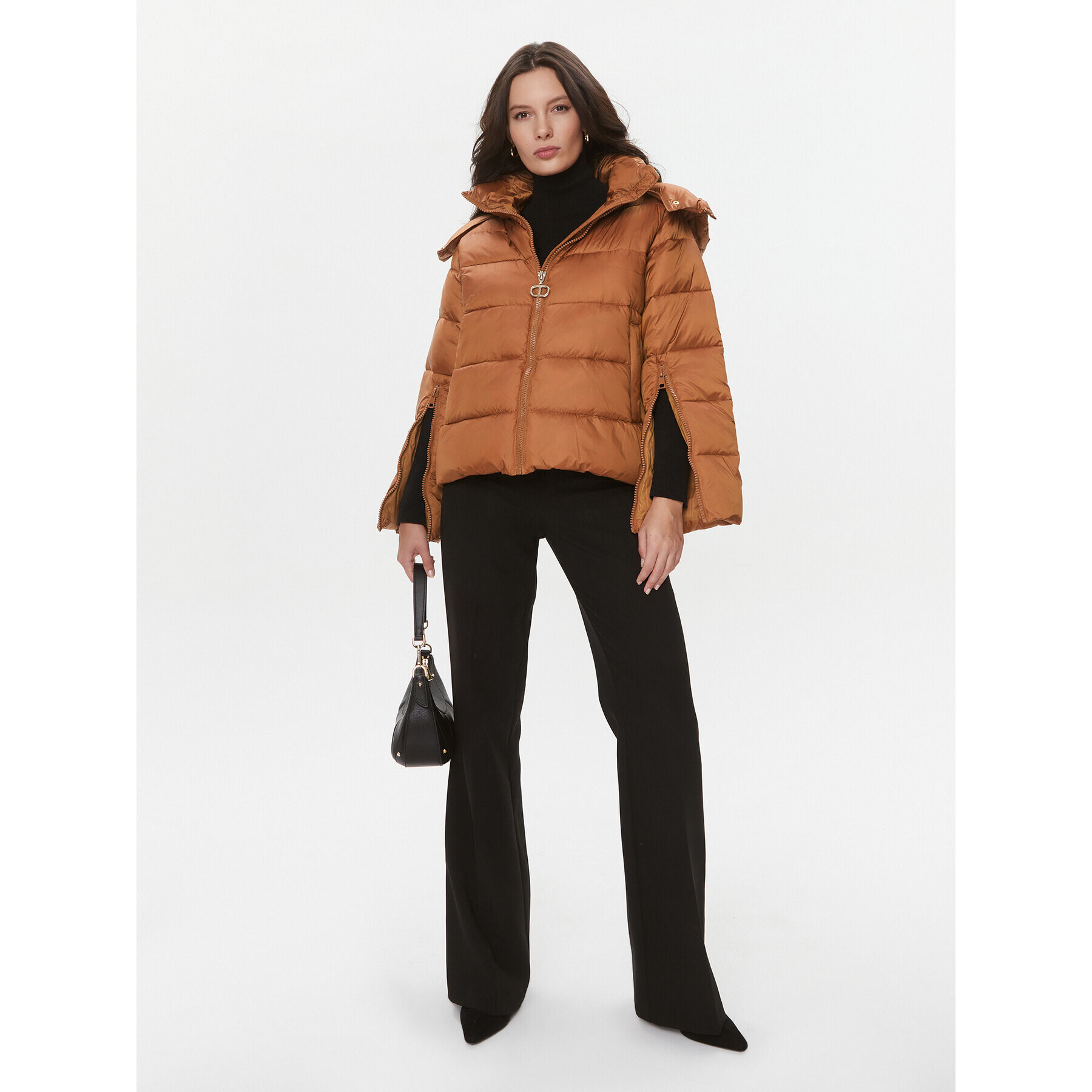 TWINSET Пухено яке 232TP2221 Кафяв Regular Fit - Pepit.bg