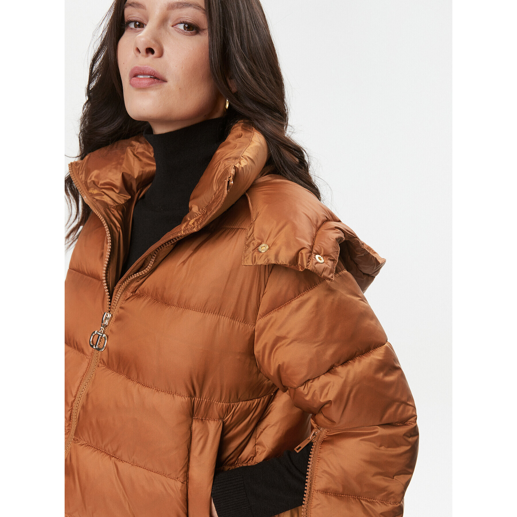 TWINSET Пухено яке 232TP2221 Кафяв Regular Fit - Pepit.bg