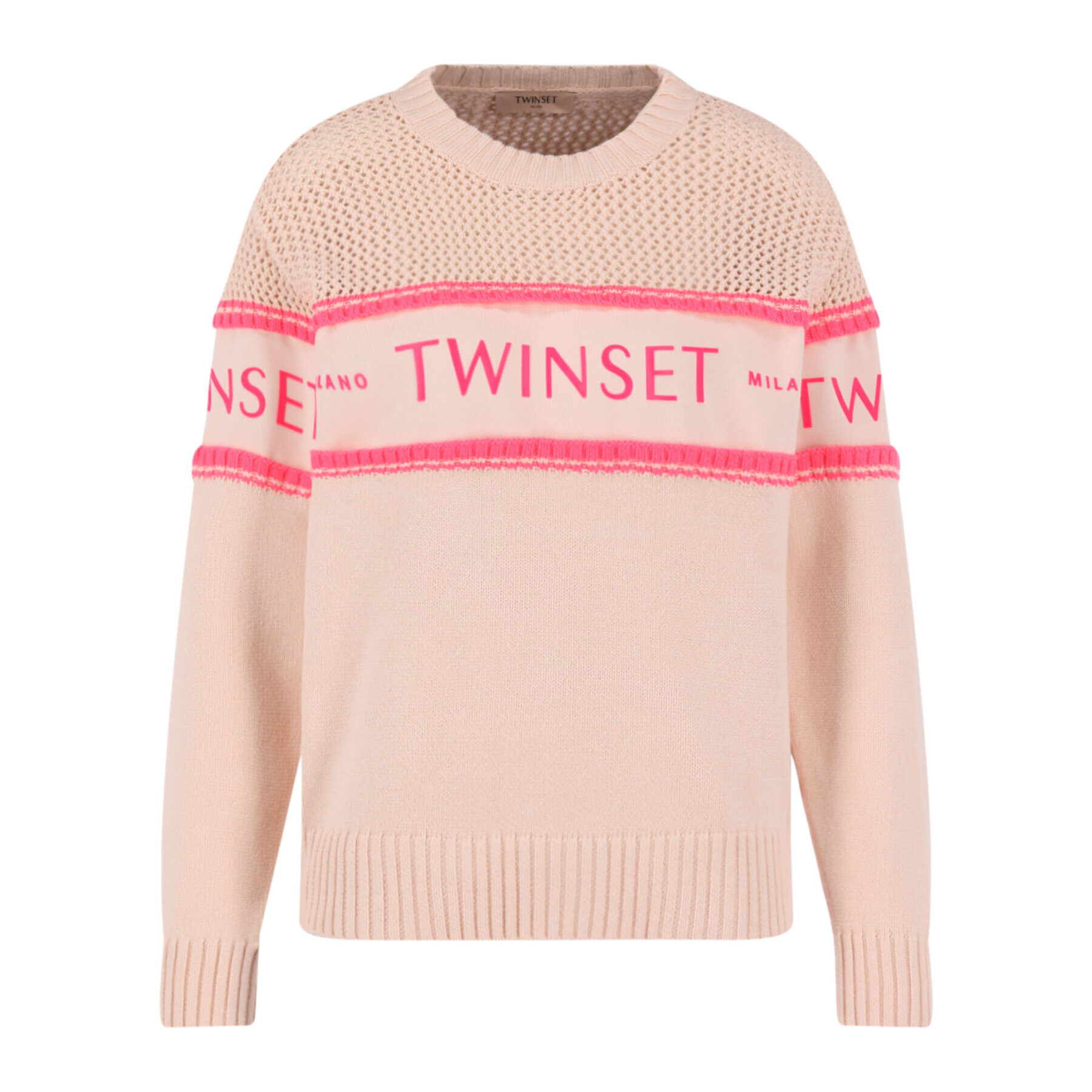 TWINSET Пуловер 201TP3201 Розов Relaxed Fit - Pepit.bg