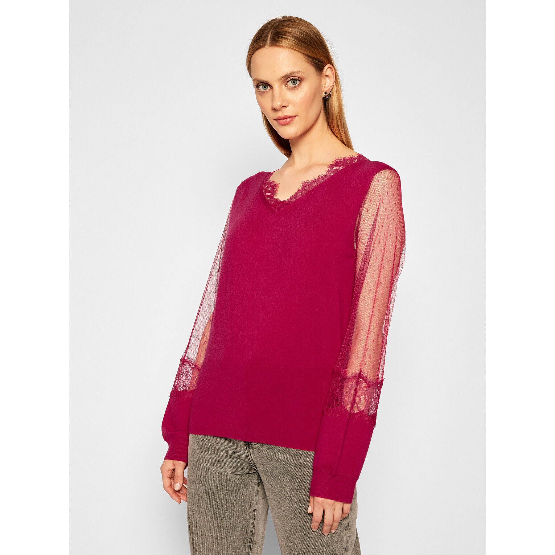 TWINSET Пуловер 202TP3381 Розов Regular Fit - Pepit.bg