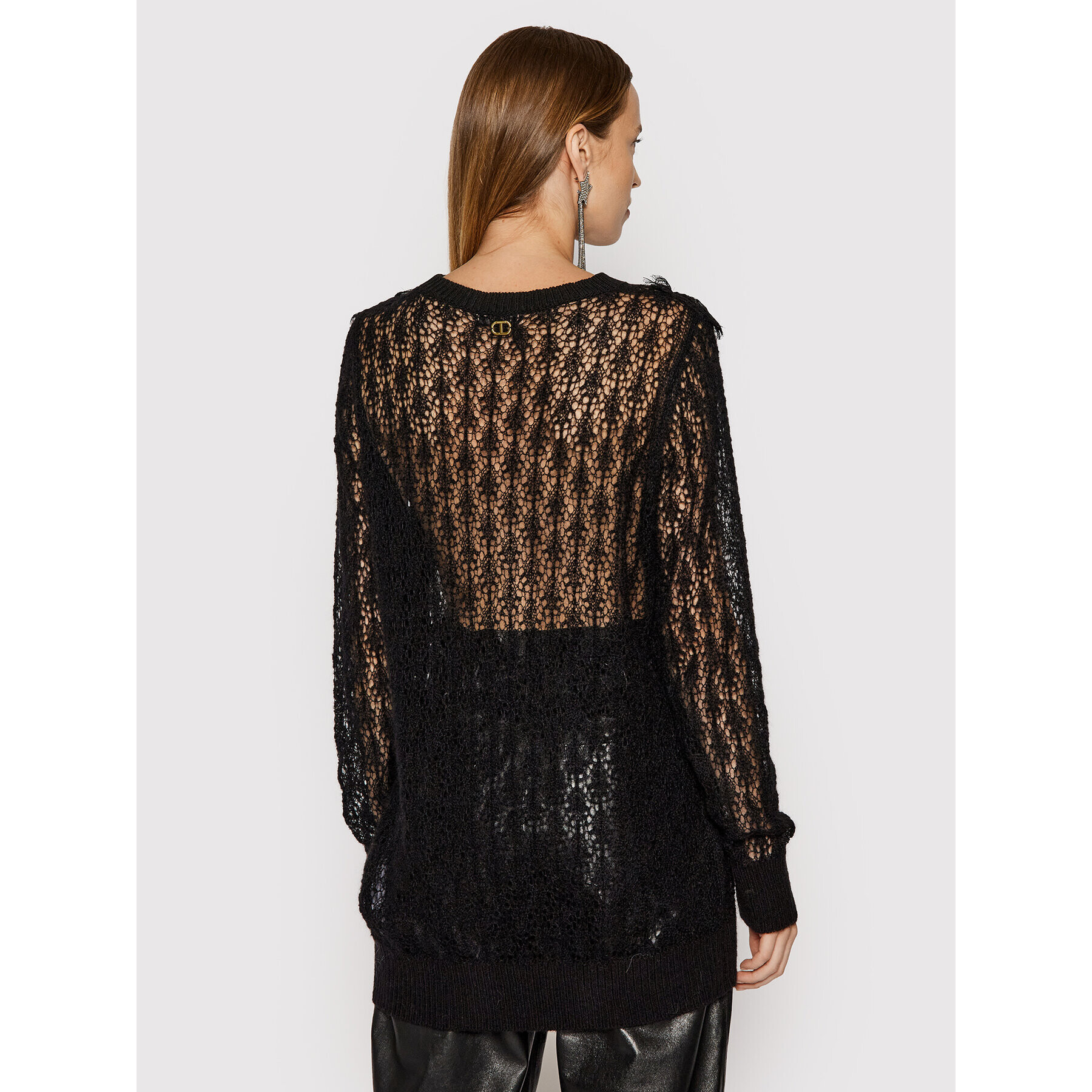TWINSET Пуловер 212TP3132 Черен Loose Fit - Pepit.bg