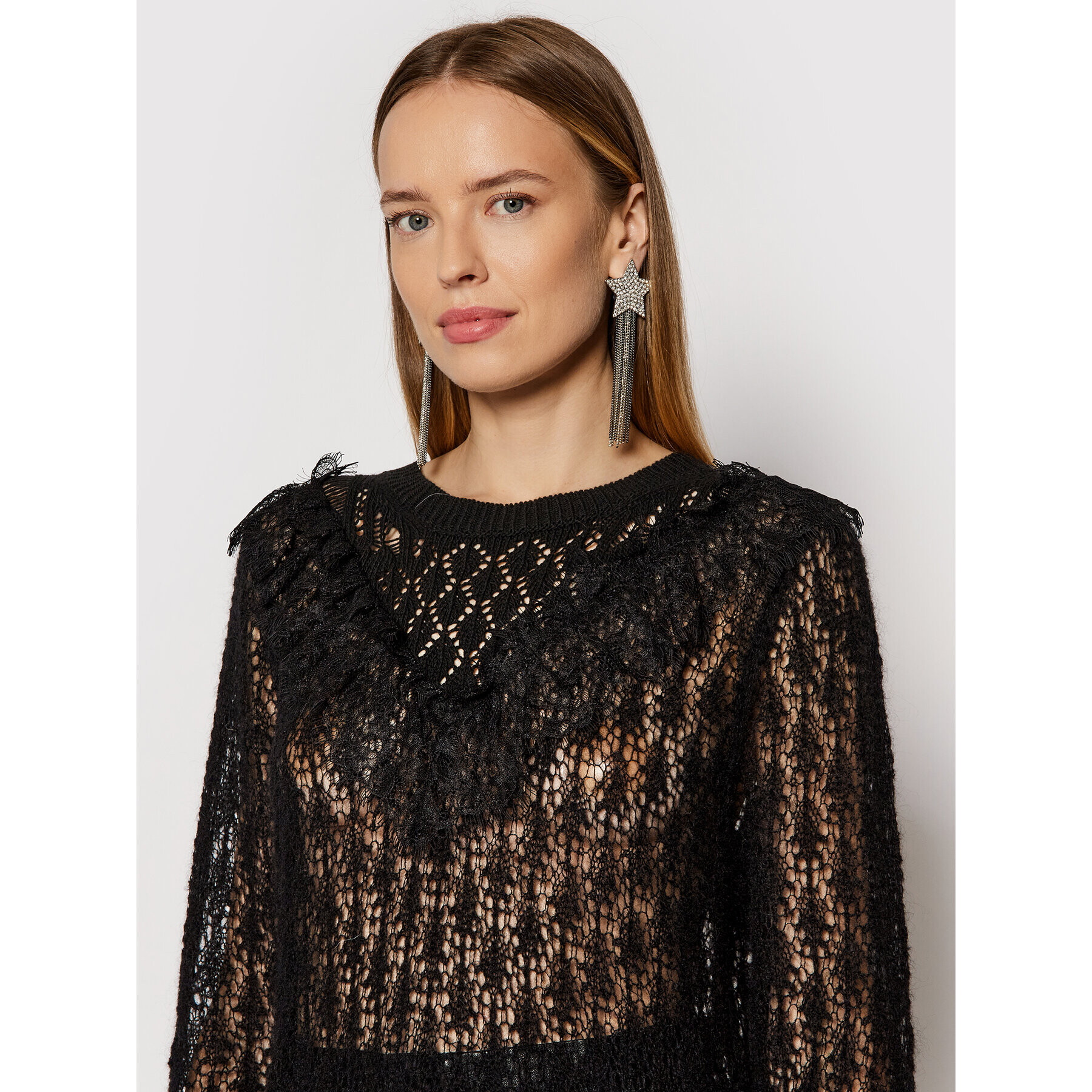 TWINSET Пуловер 212TP3132 Черен Loose Fit - Pepit.bg