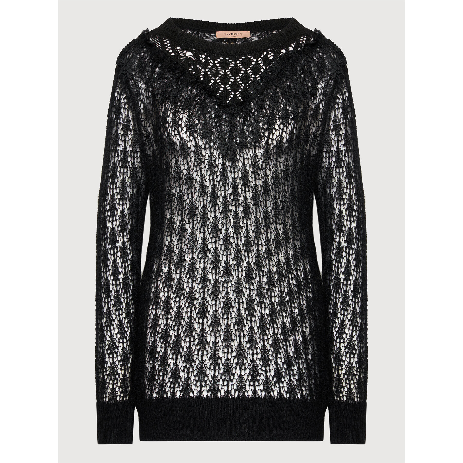 TWINSET Пуловер 212TP3132 Черен Loose Fit - Pepit.bg