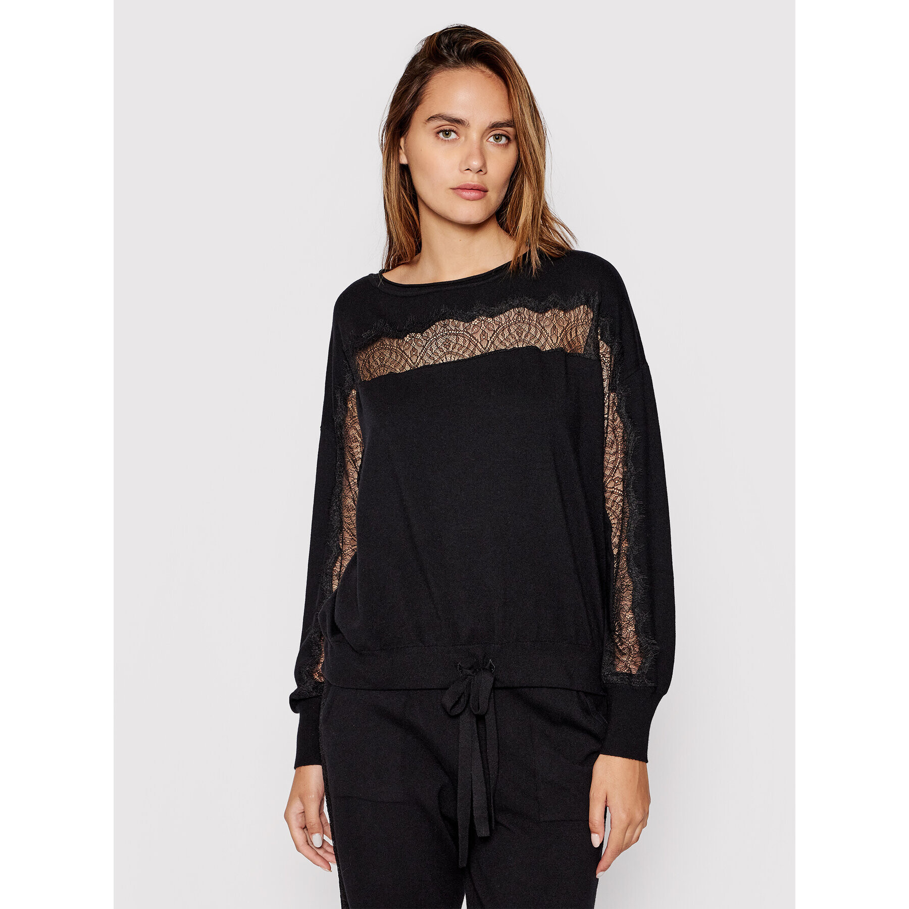 TWINSET Пуловер 212TP3200 Черен Regular Fit - Pepit.bg