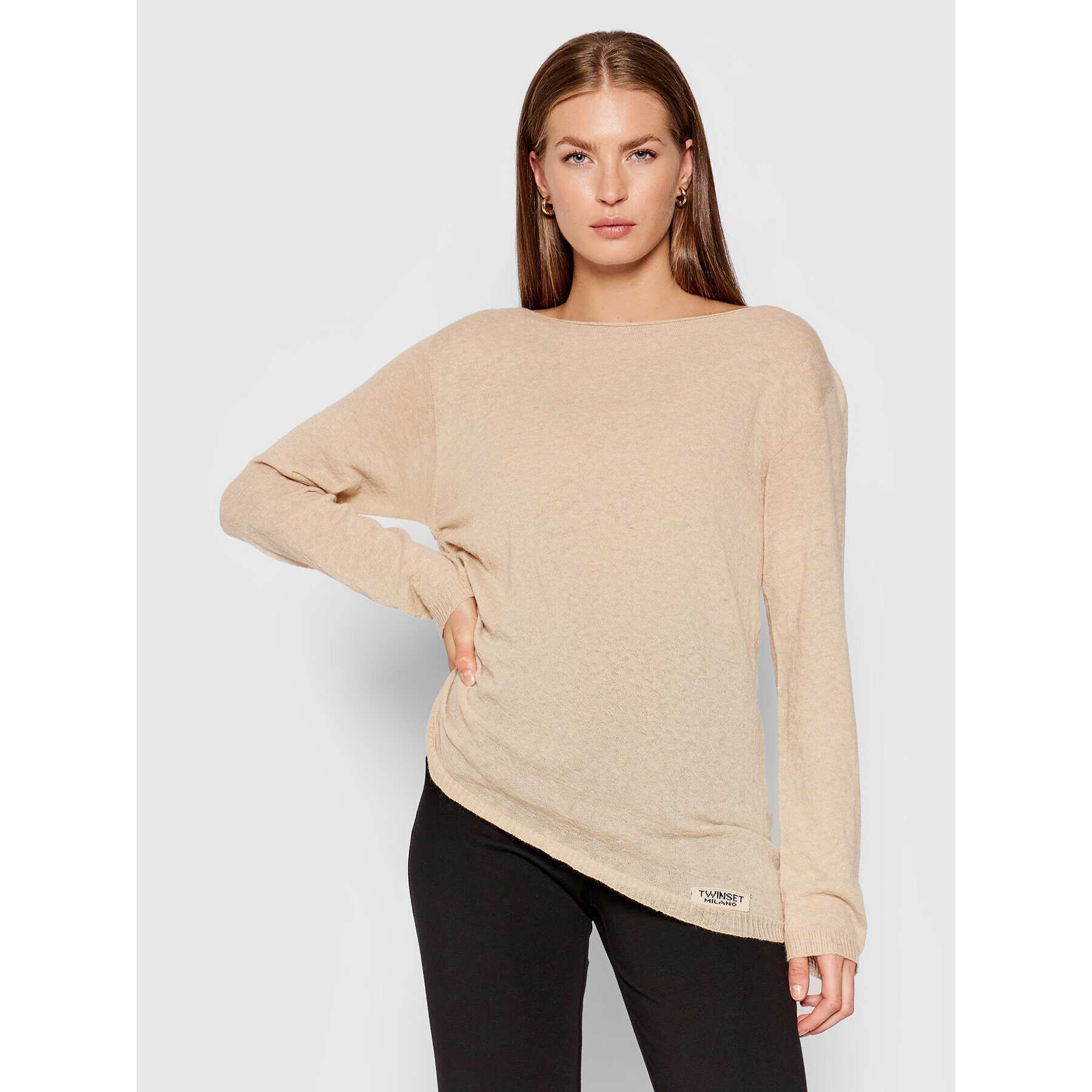 TWINSET Пуловер 212TP3254 Бежов Regular Fit - Pepit.bg